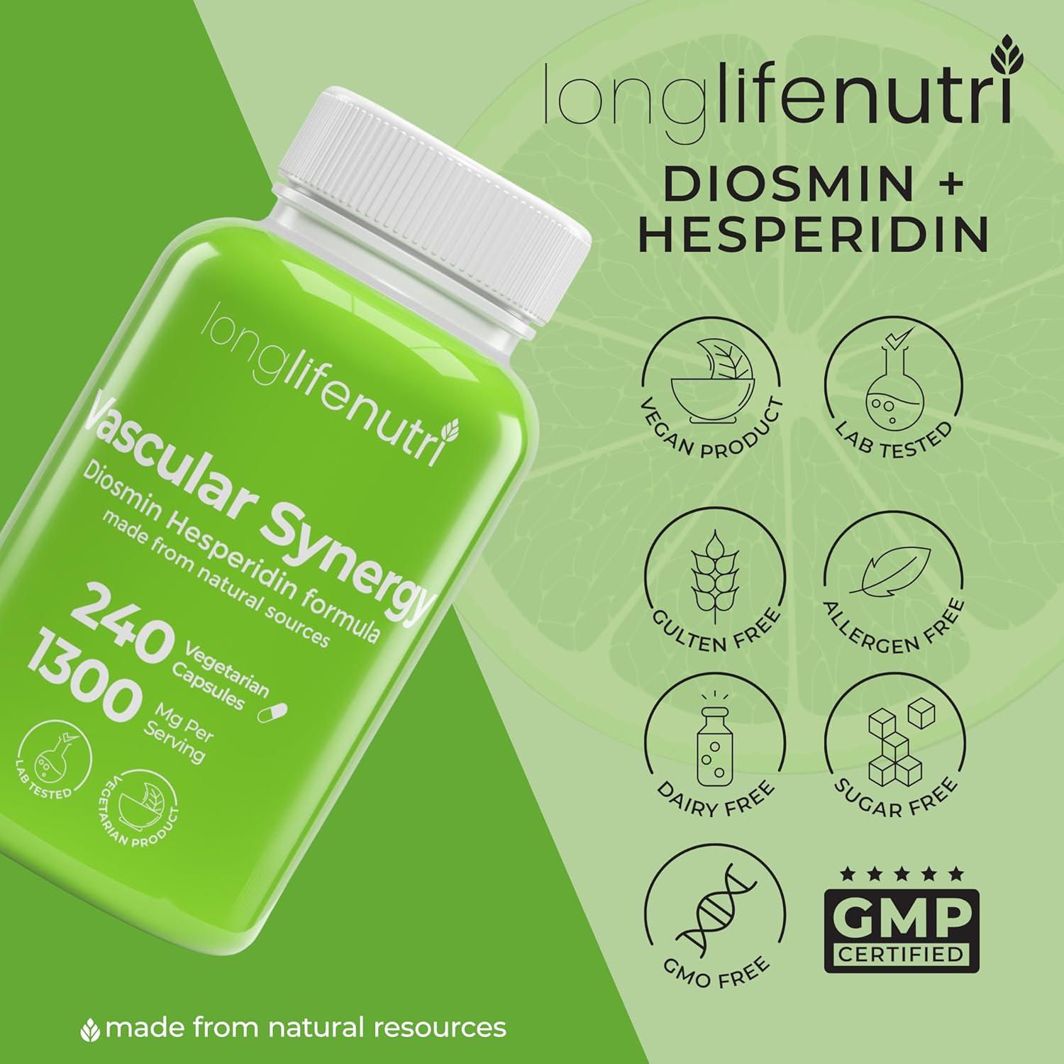 LongLifeNutri Complejo Diosmina Hesperidina 1000mg/300mg 240 Cápsulas