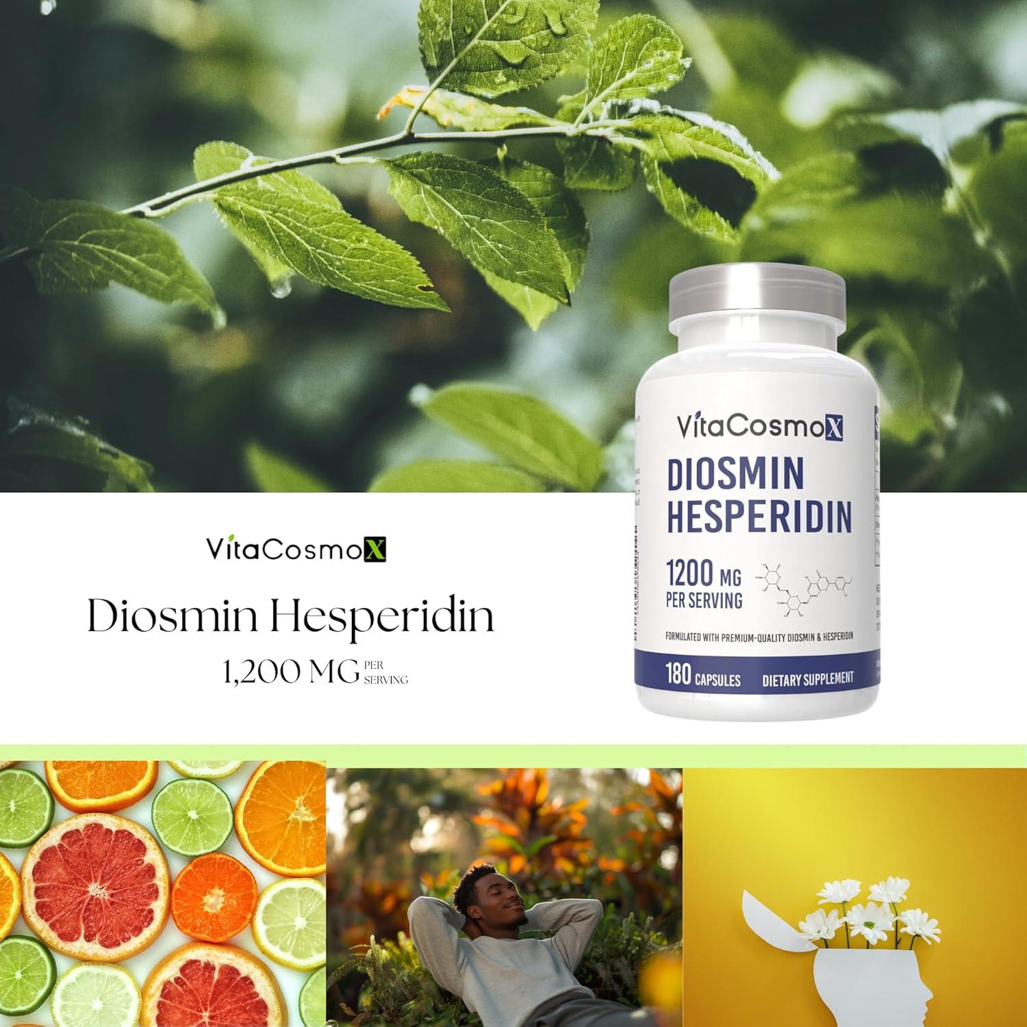 Diosmina Hesperidina 1200 mg VitaCosmoX 180 Cápsulas Veganas