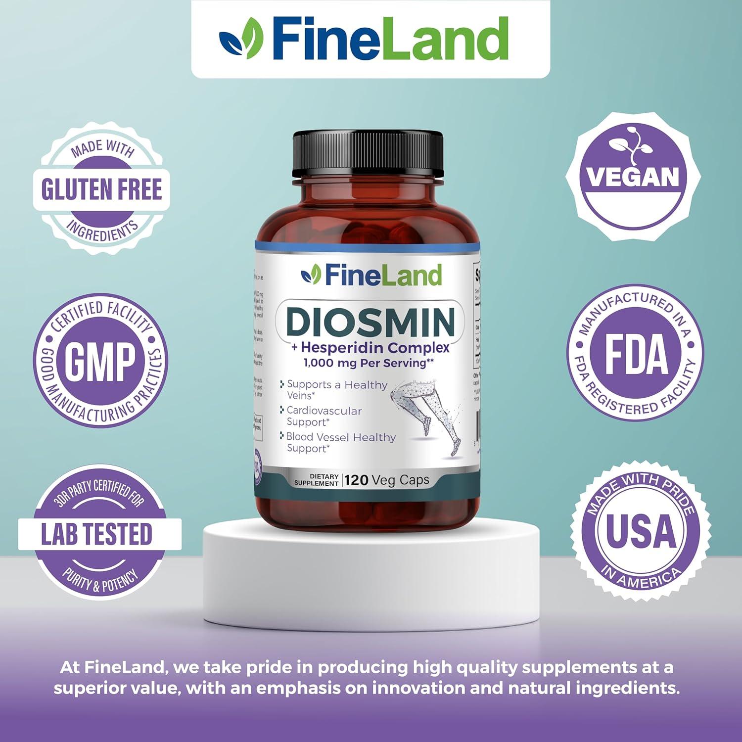 Diosmina y Hesperidina FineLand 1000 mg 120 Cápsulas Veganas
