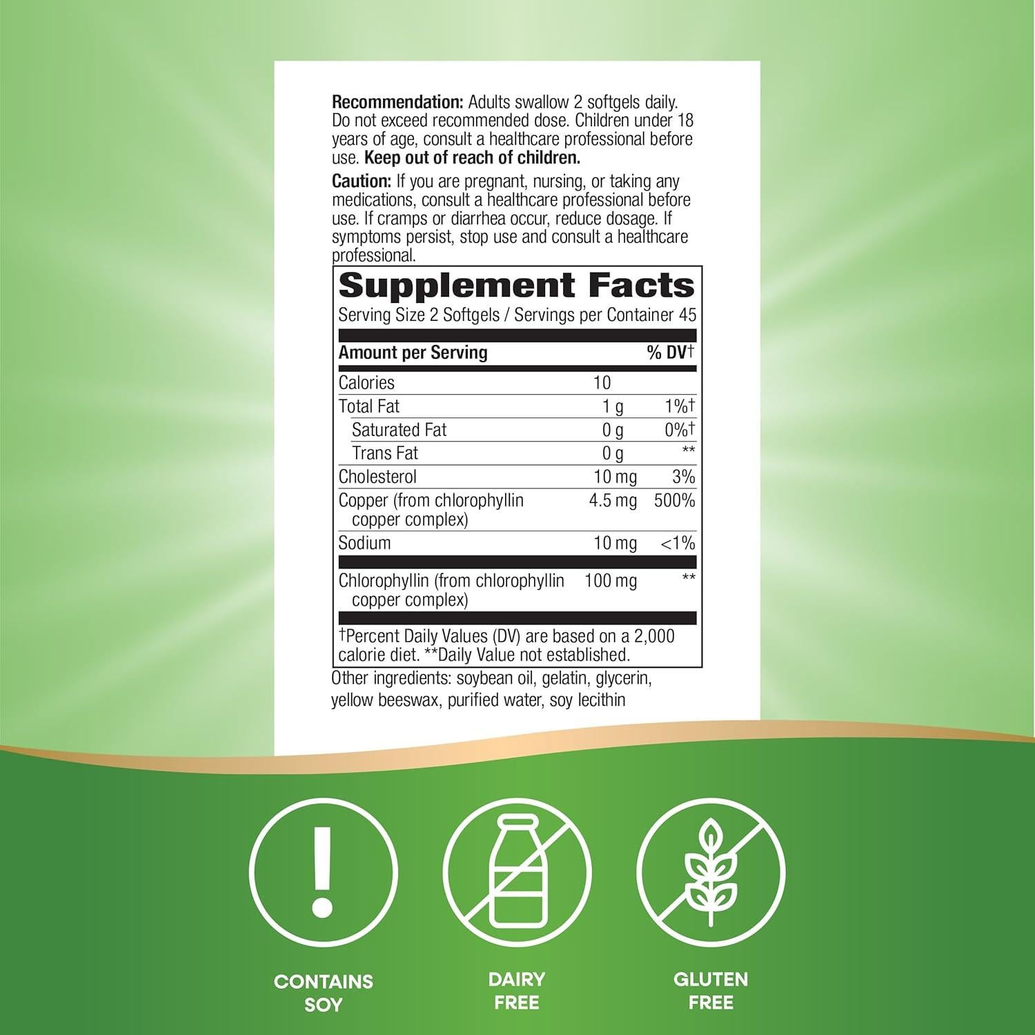 Suplemento de Clorofila Nature's Way Clorofresh 90 Cápsulas