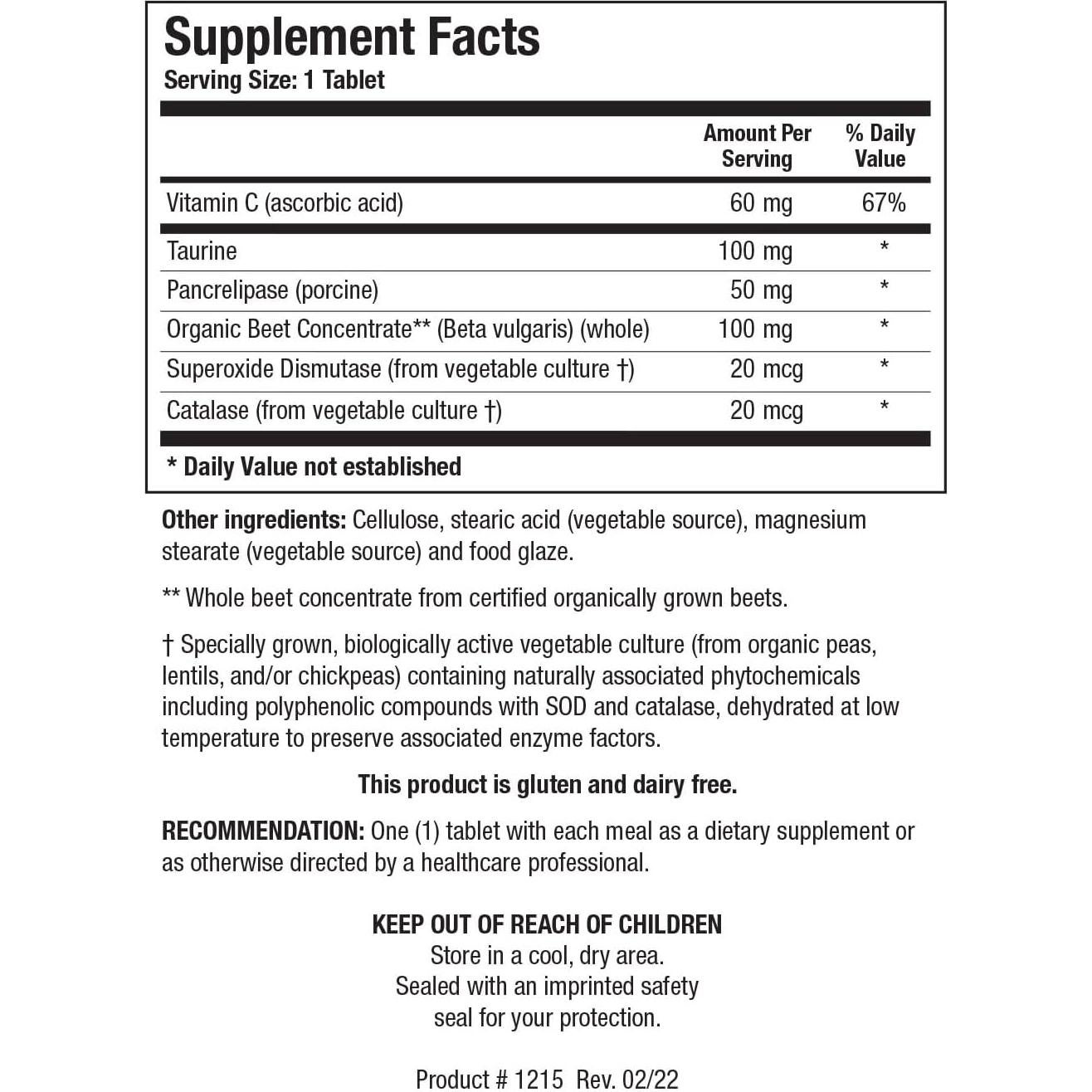 Suplemento Beta TCP Biotics - 90 Tabletas para Digestión y Hígado