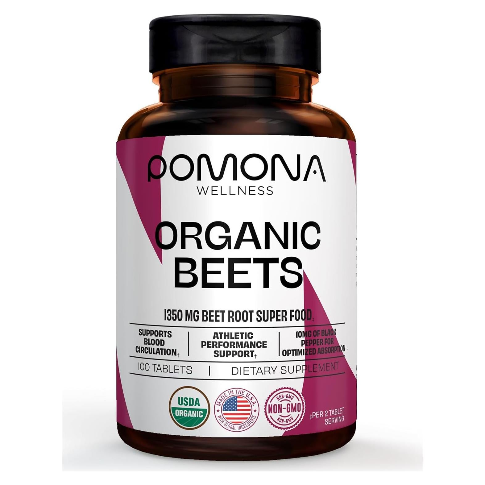 Suplemento en polvo de remolacha Pomona Wellness 1350mg 100 tabletas