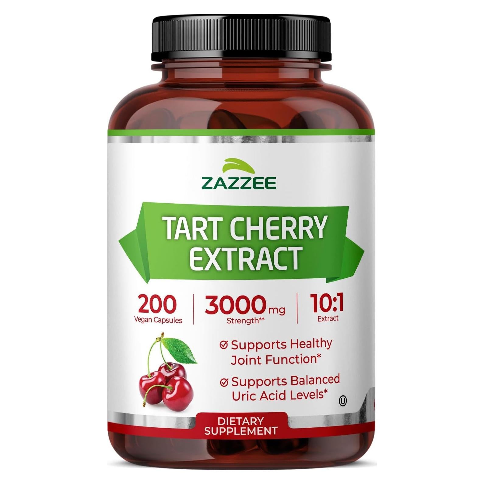 Extracto de Cereza Ácida Zazzee 3000 mg 200 Cápsulas Veganas