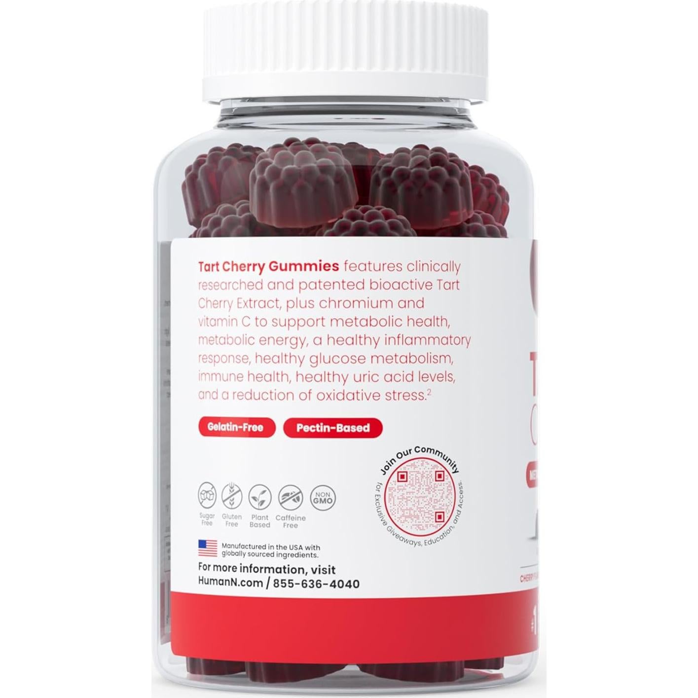 Gomitas de Cereza Ácida HumanN - Antioxidante Vegano 60 Unidades