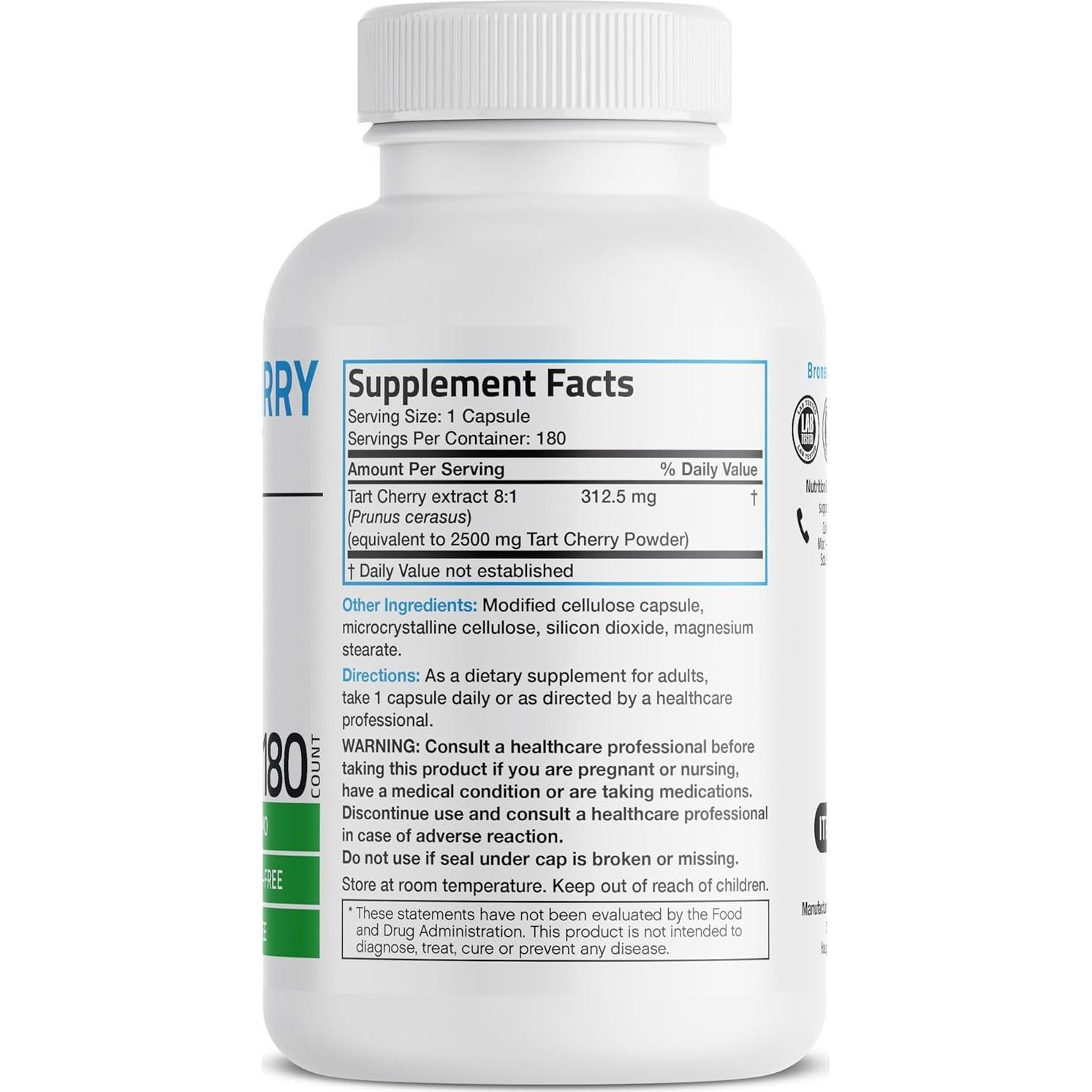 Extracto de Cereza Ácida Bronson 2500 mg 180 Cápsulas Vegetarianas