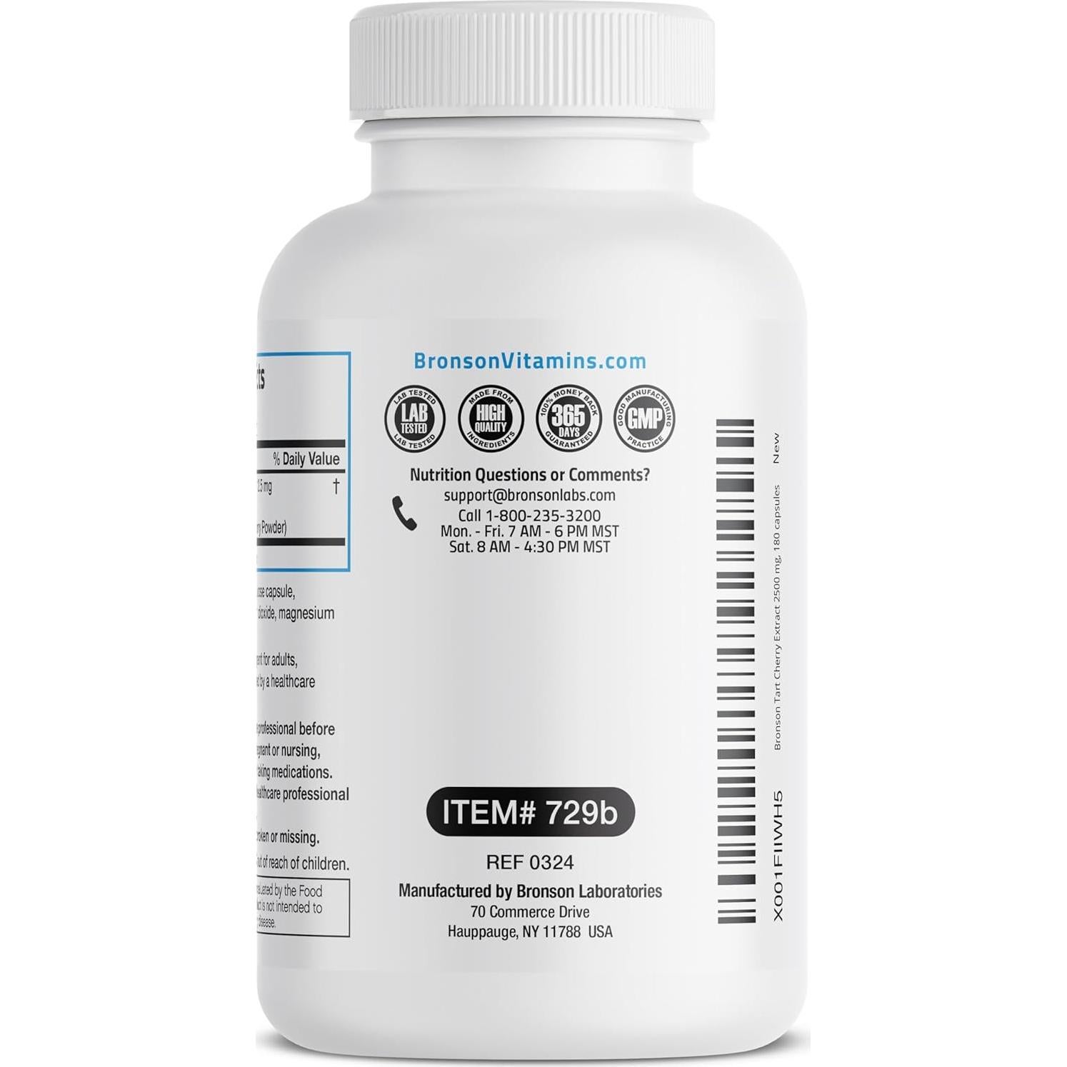 Extracto de Cereza Ácida Bronson 2500 mg 180 Cápsulas Vegetarianas