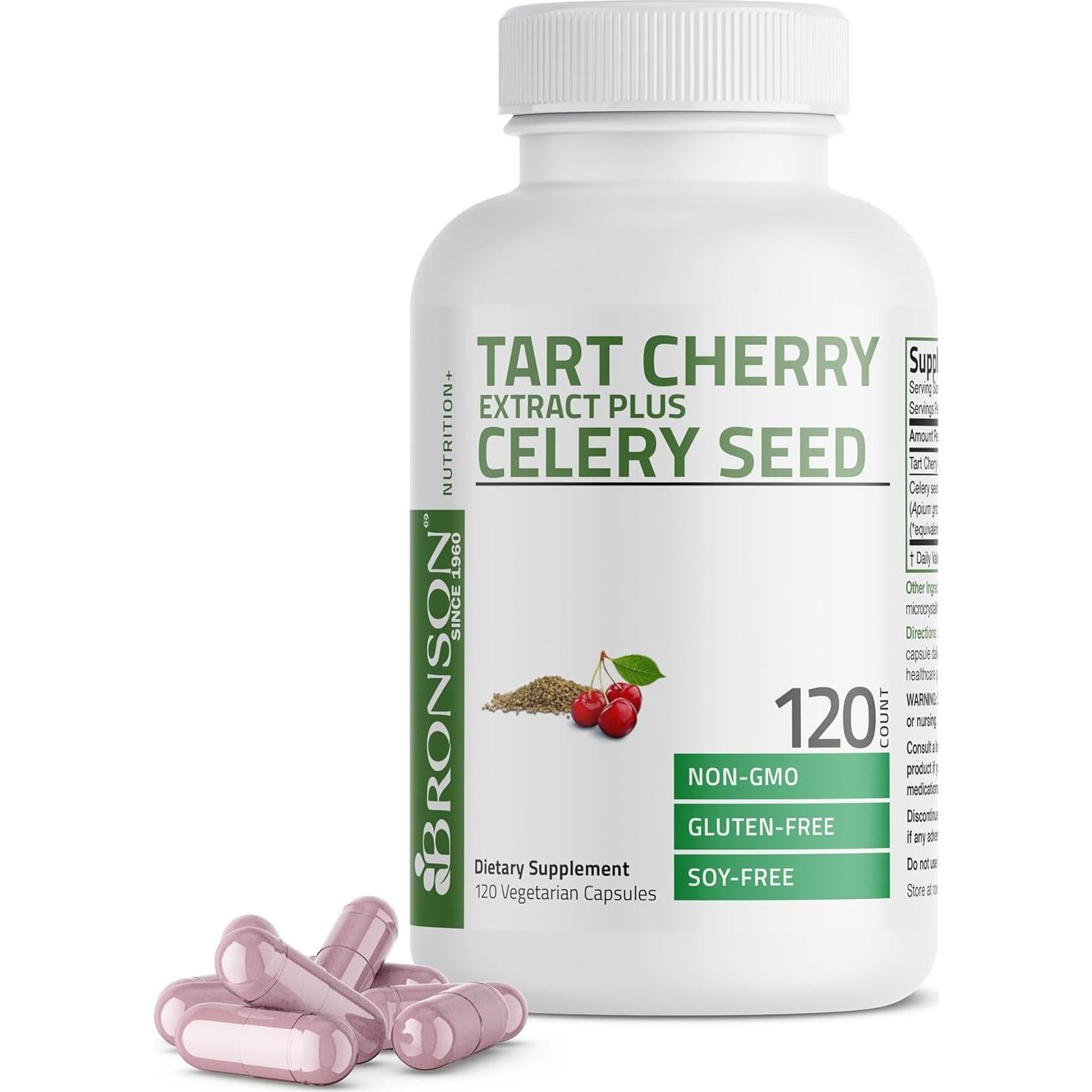 Extracto de Cereza Ácida Bronson + Semilla de Apio 120 Cápsulas