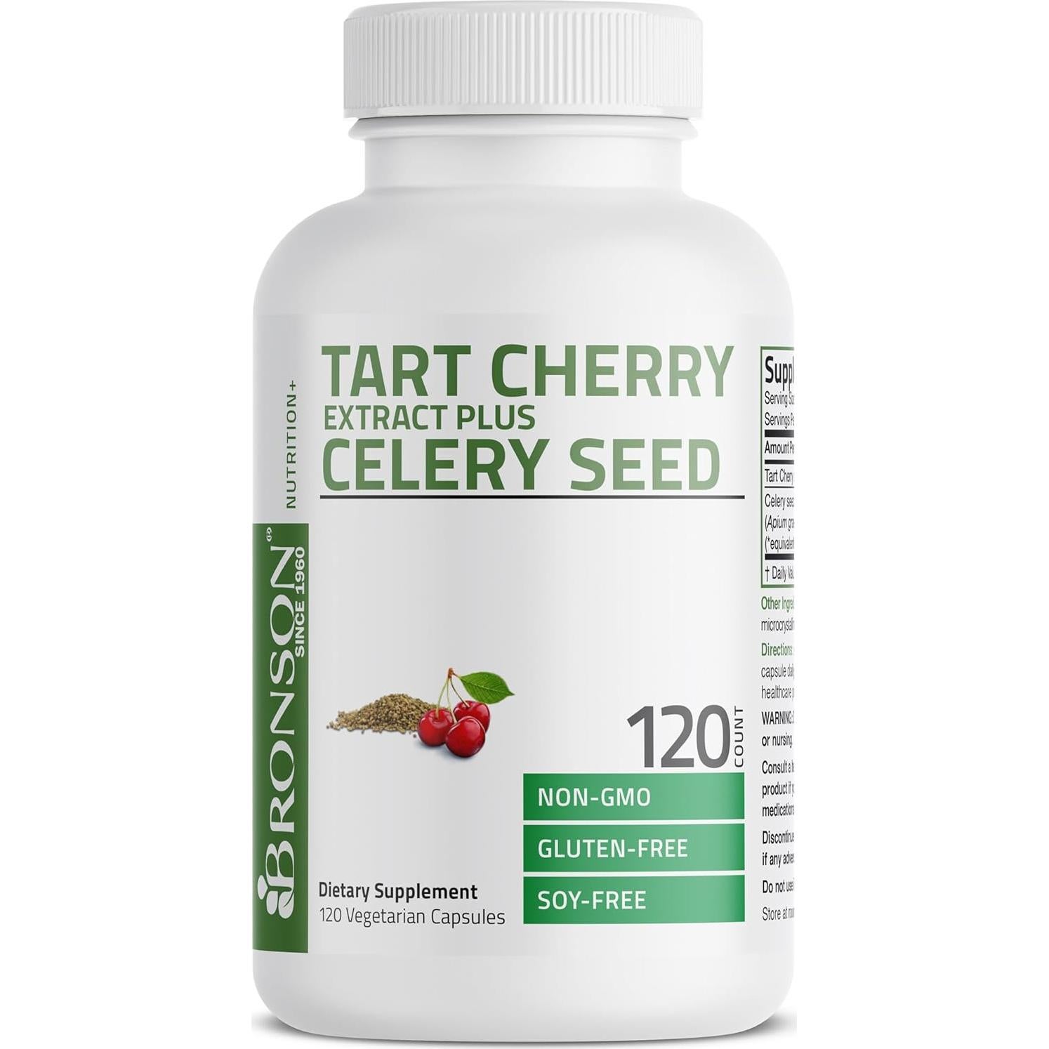 Extracto de Cereza Ácida Bronson + Semilla de Apio 120 Cápsulas