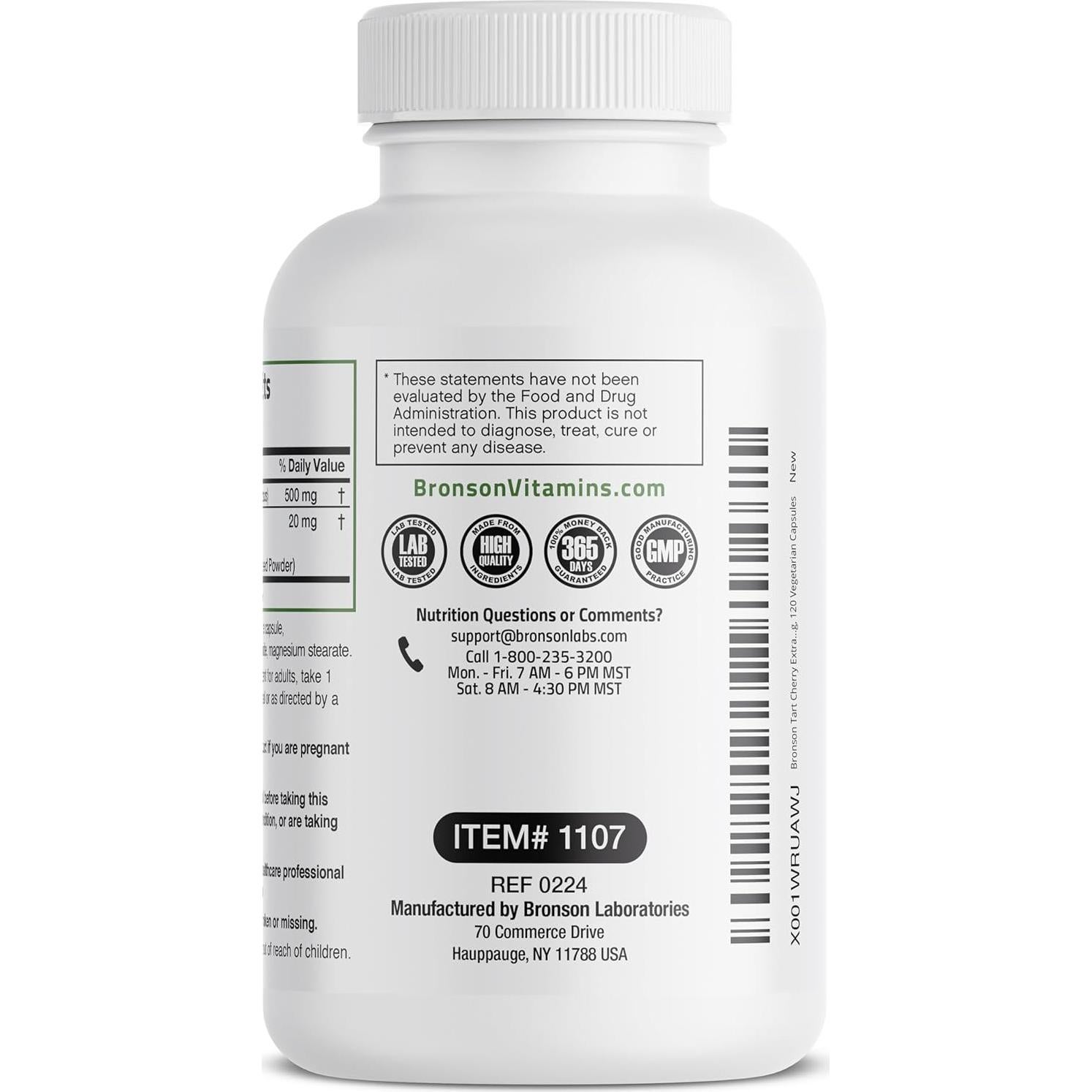 Extracto de Cereza Ácida Bronson + Semilla de Apio 120 Cápsulas