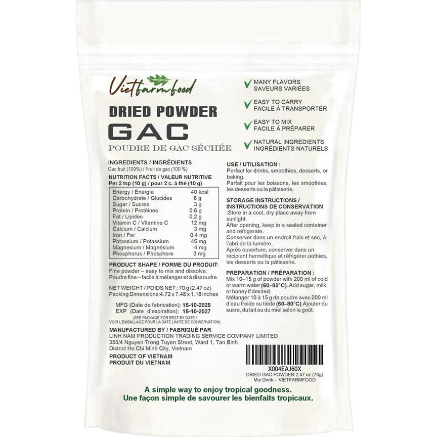 Polvo de Gac 70g - Natural, Sin Aceite, Alta Energía