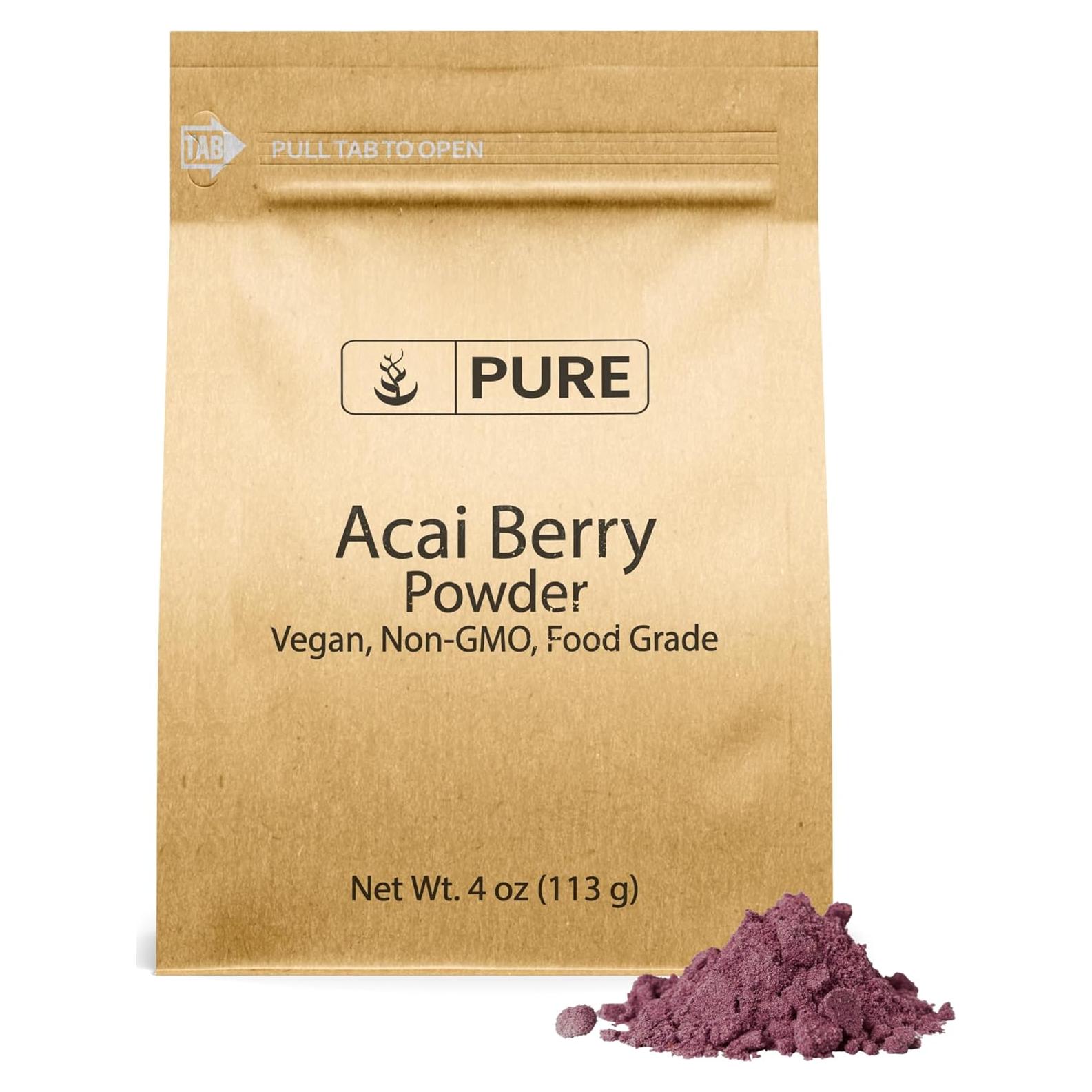 Polvo de Acai 113.4 g - Ingredientes Originales Puros - Superalimento Vegano