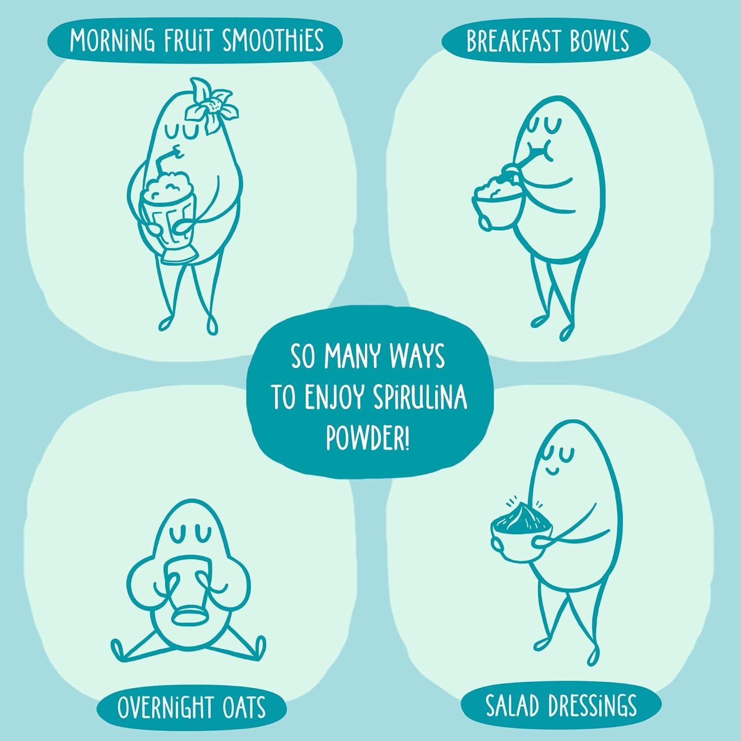 KOS Polvo de Espirulina Orgánica 382.7g - Superalimento Vegano