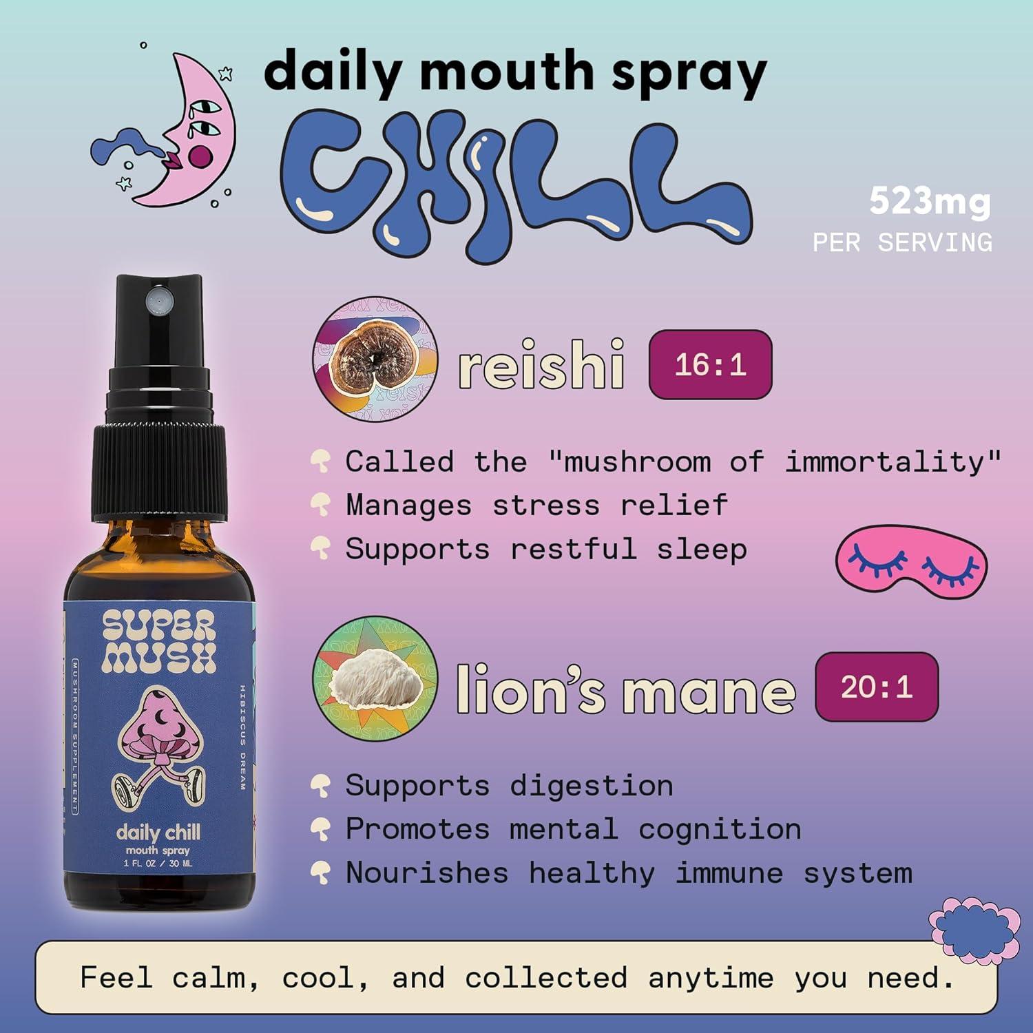 SuperMush Spray Bucal de Champiñón Reishi 30ml - Relajación Diaria