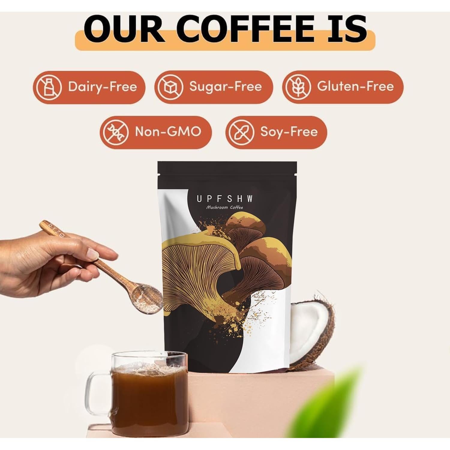 Café Instantáneo Orgánico de Champiñones UPFSHW 30 Porciones