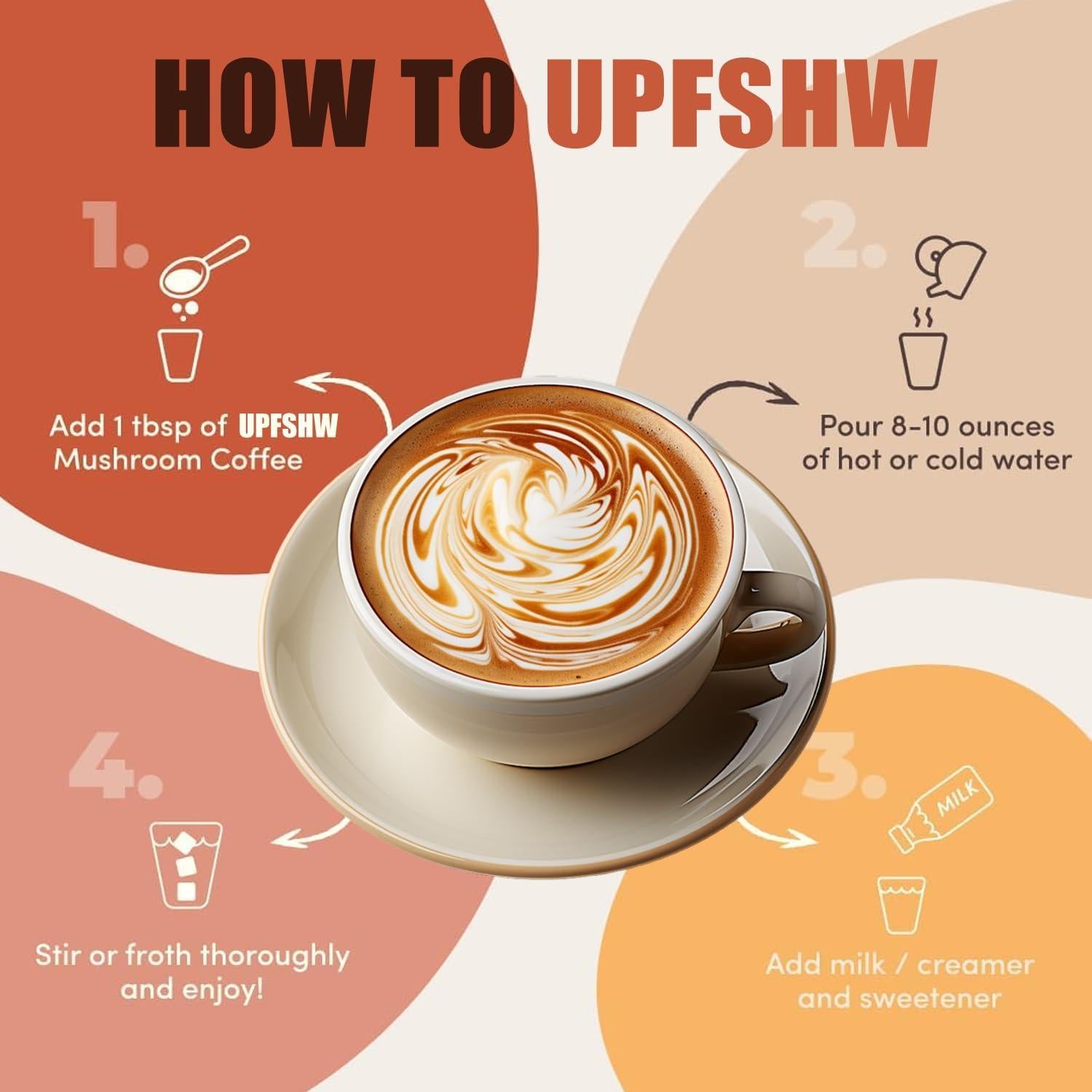 Café Instantáneo Orgánico de Champiñones UPFSHW 30 Porciones