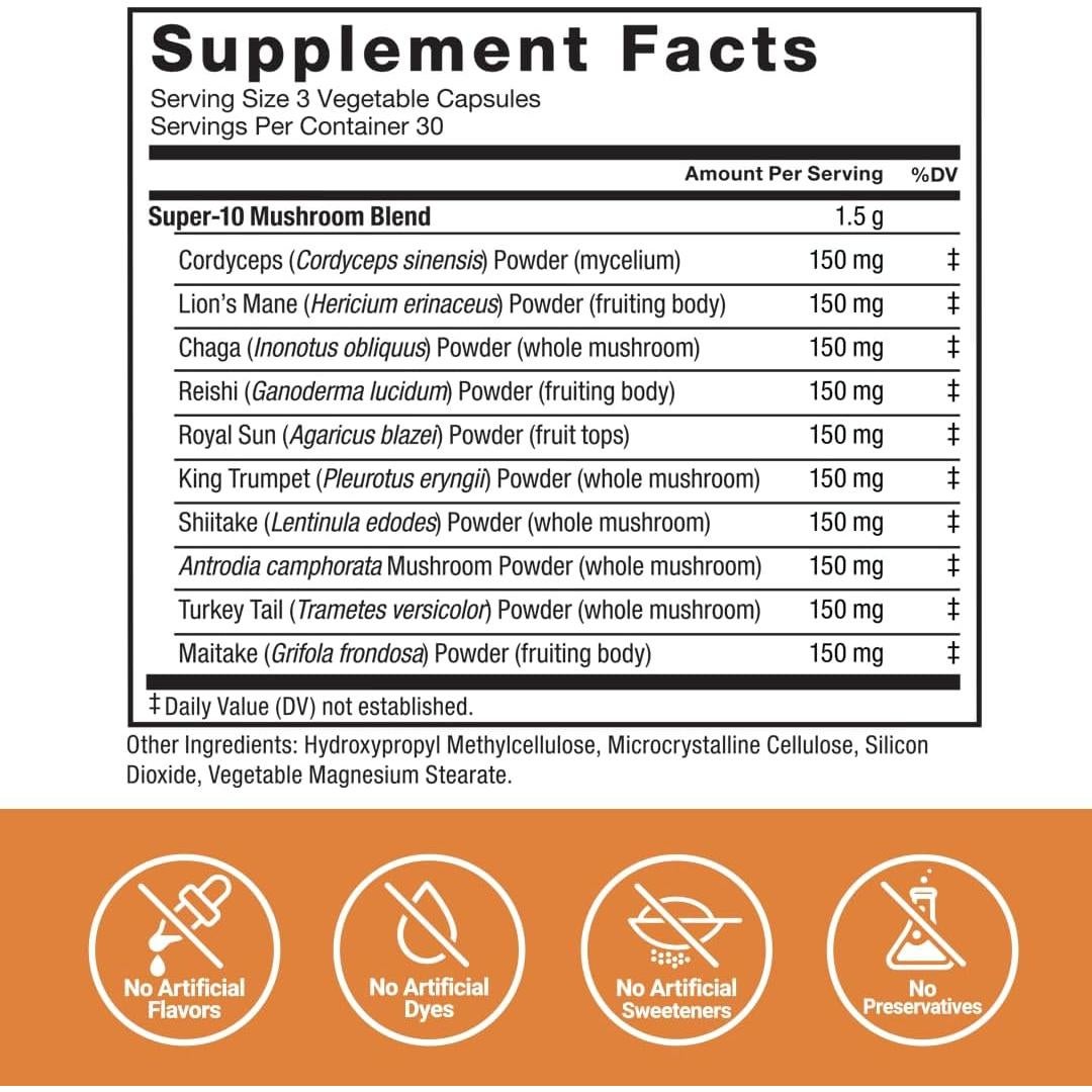 Cápsulas de Hongos Force Factor 90 Unidades - Energía y Enfoque