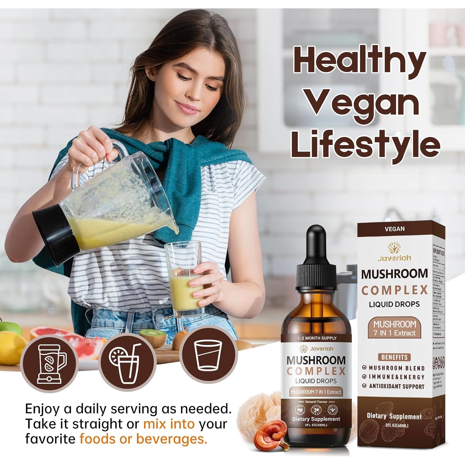 Suplemento Líquido de 7 Hongos Javeriah 60ml - Melena de León