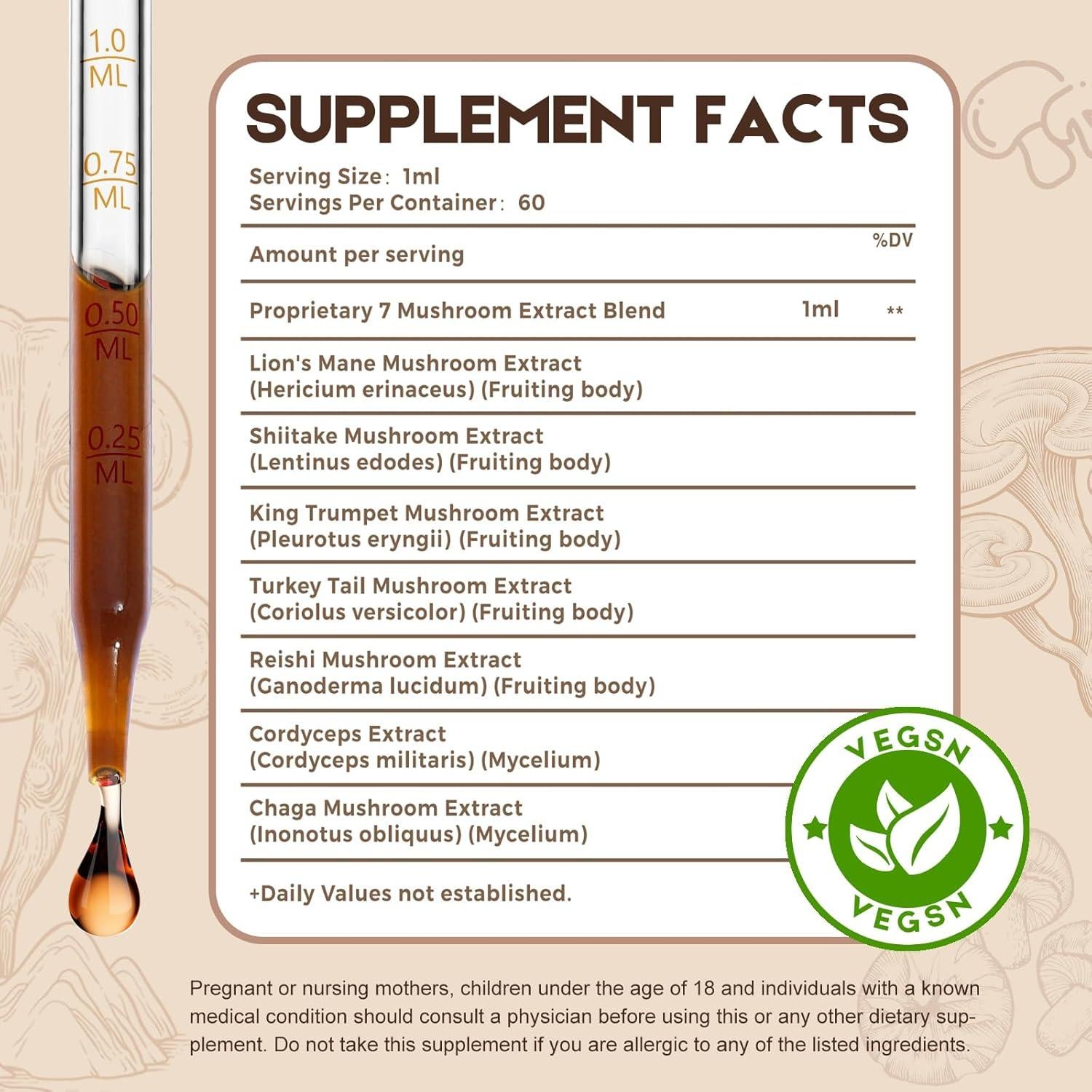 Suplemento Líquido de Hongos 7 en 1 MaxuraFit 120 Porciones