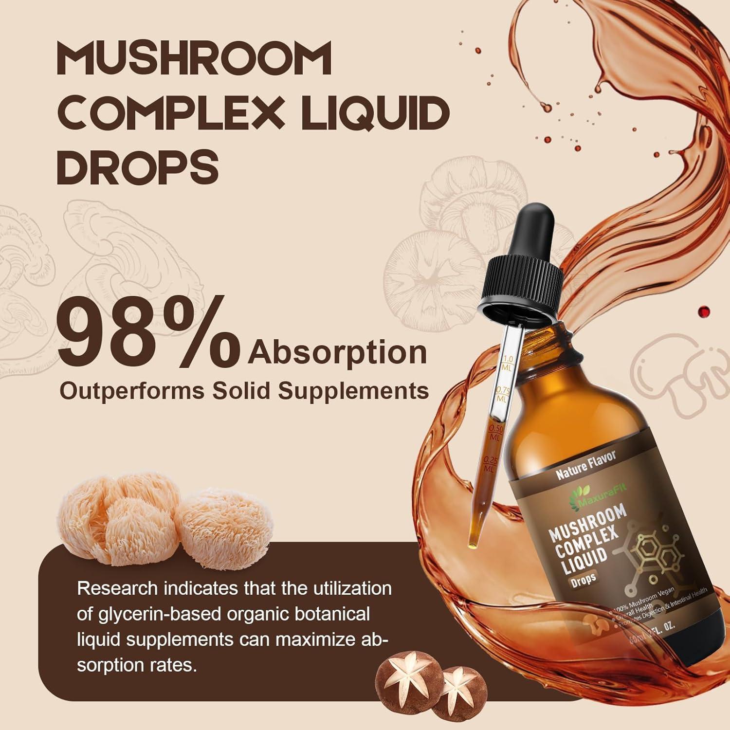 Suplemento Líquido de Hongos 7 en 1 MaxuraFit 120 Porciones