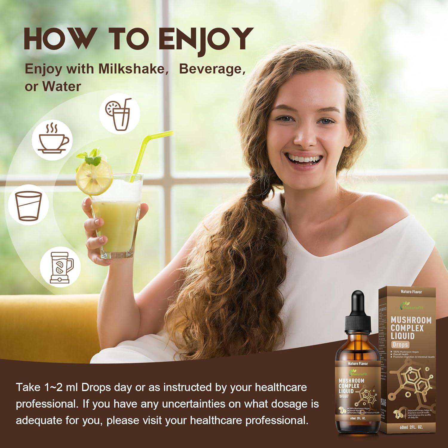 Suplemento Líquido de Hongos 7 en 1 MaxuraFit 120 Porciones