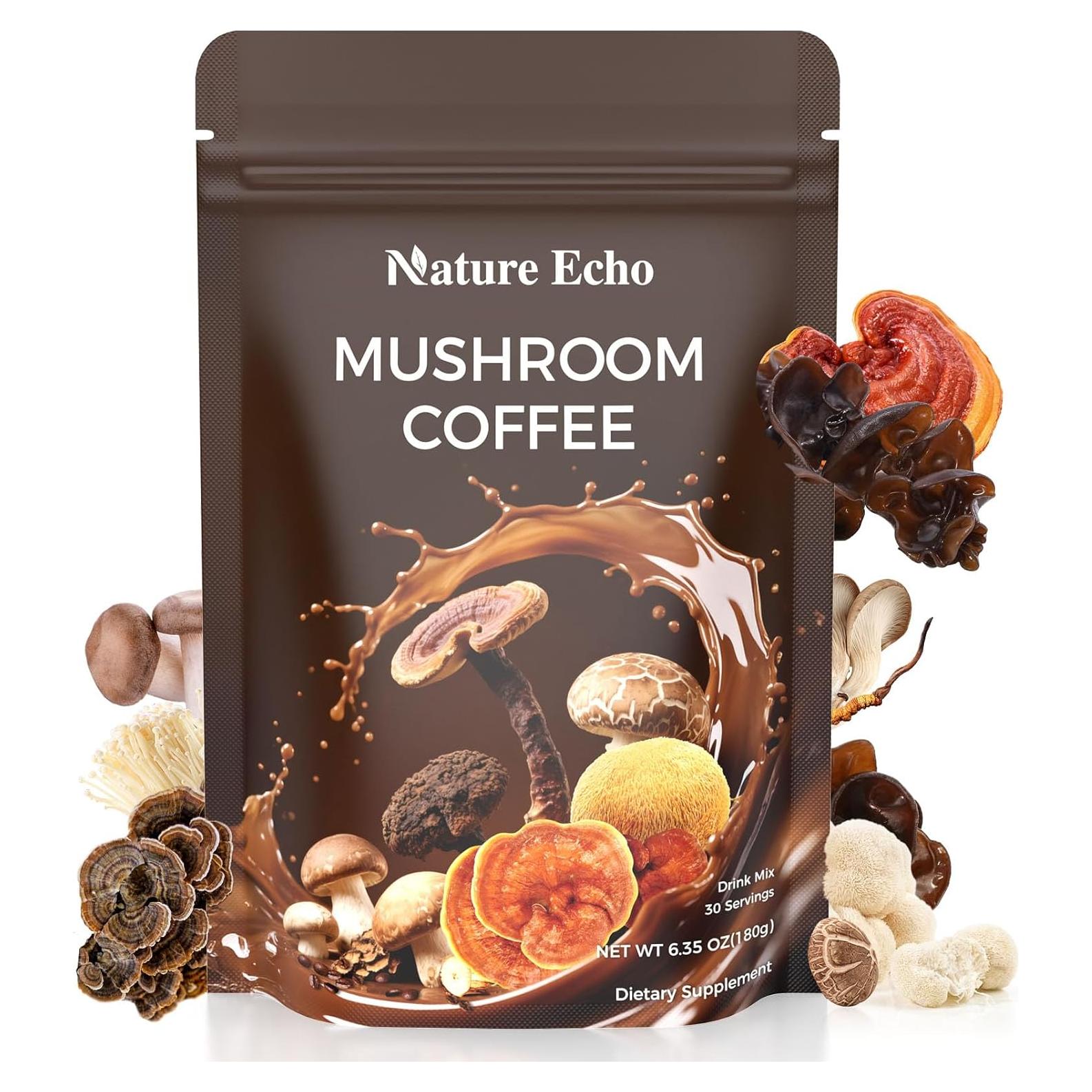Café de Hongo Instantáneo Nature Echo 180g - 11 Hongos + Ashwagandha