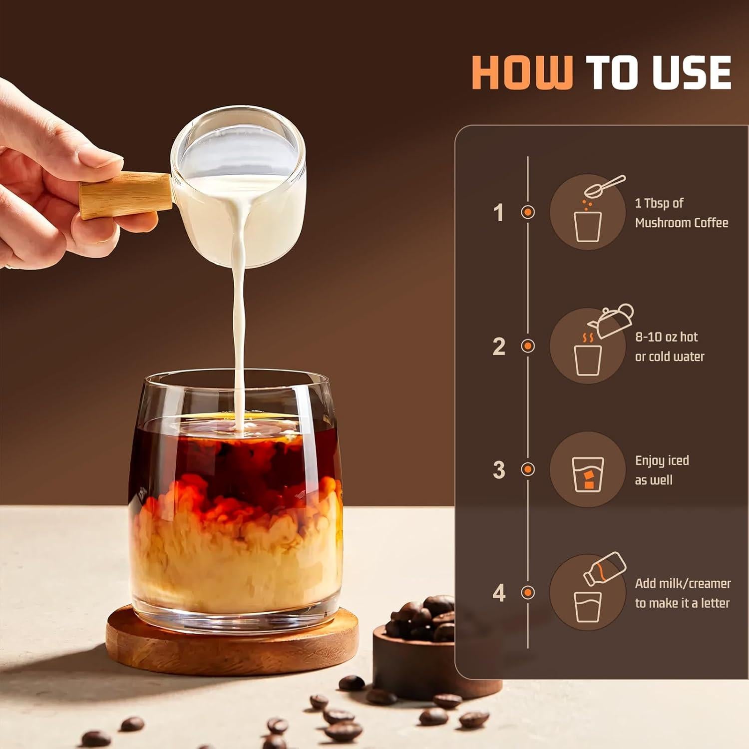 Café de Hongo Instantáneo Nature Echo 180g - 11 Hongos + Ashwagandha