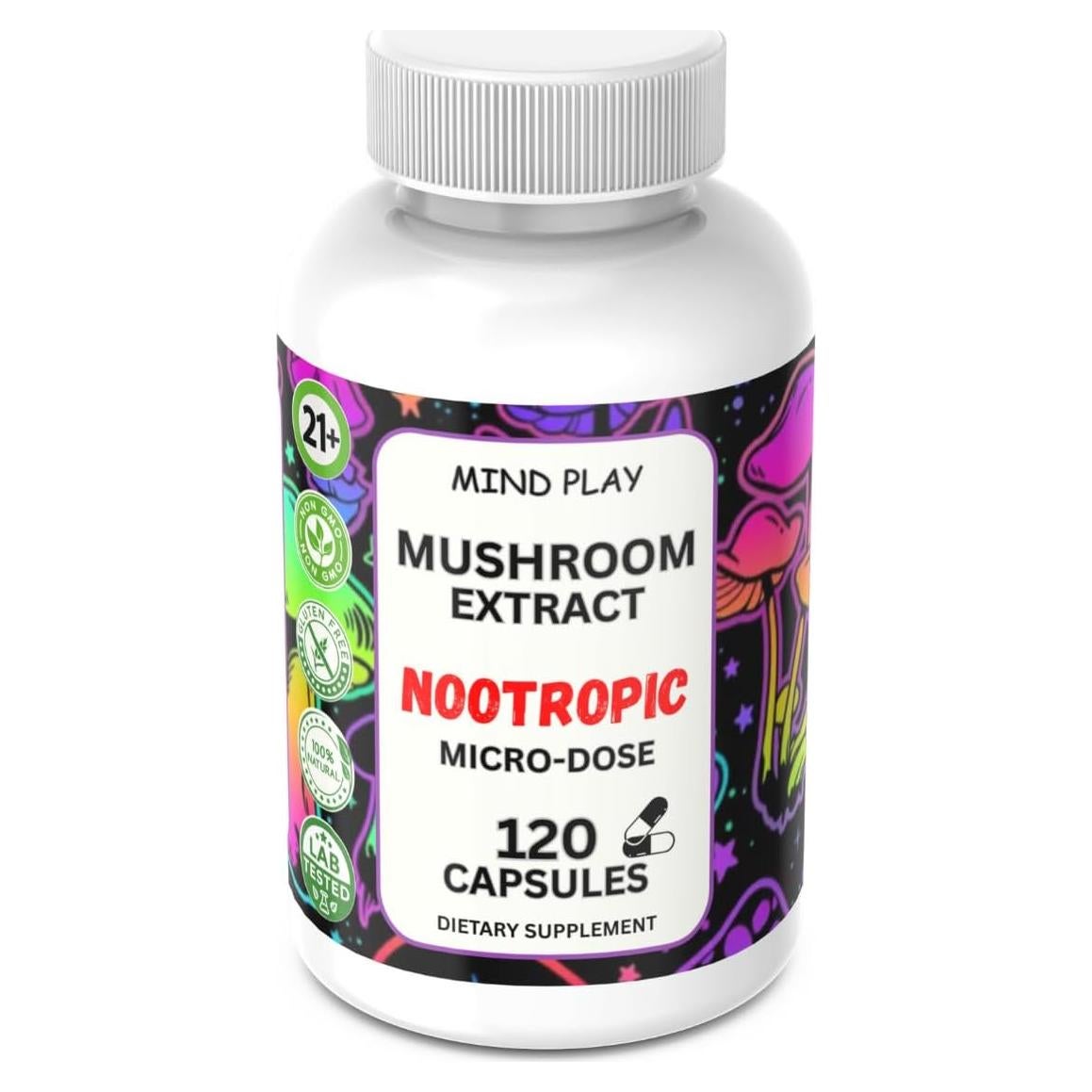 Píldoras Nootrópicas de Champiñones 10X - Ciencia de Laboratorio - 120 Cápsulas