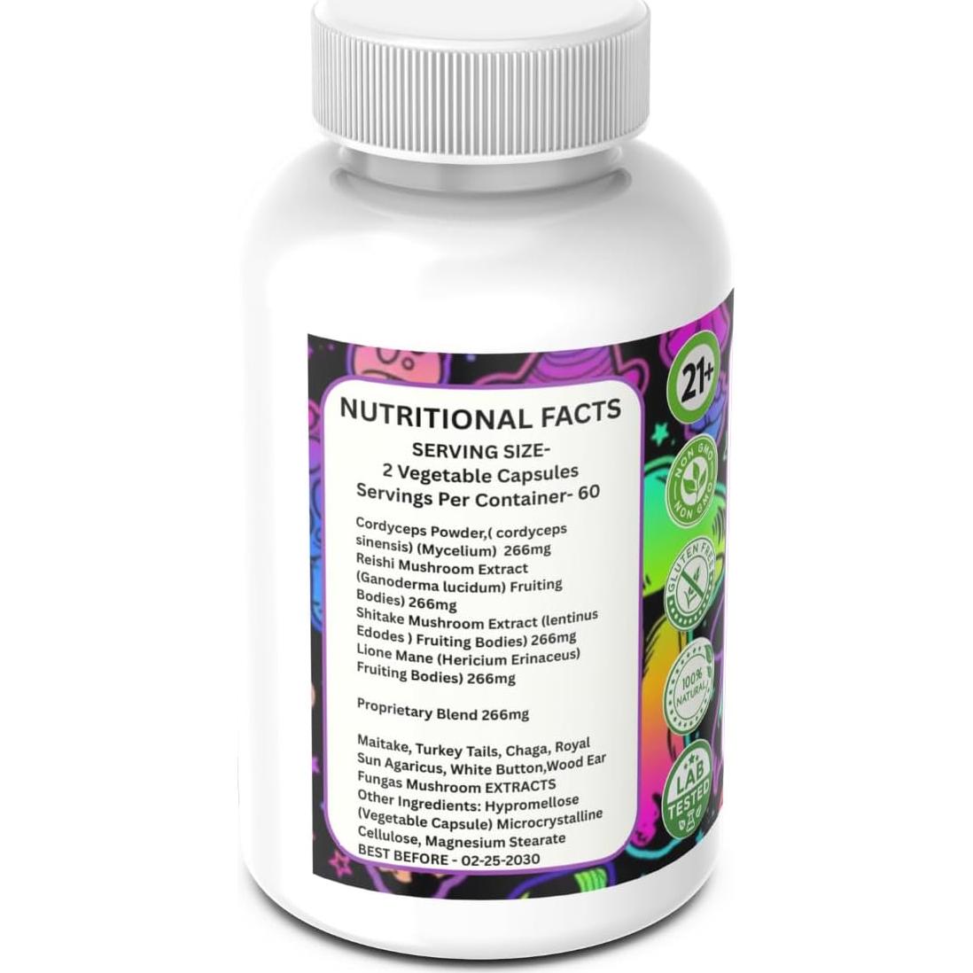 Píldoras Nootrópicas de Champiñones 10X - Ciencia de Laboratorio - 120 Cápsulas