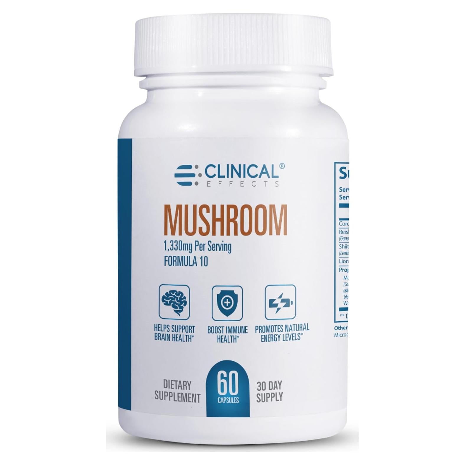 Suplemento Nootrópico Efectos Clínicos - 60 Cápsulas de Hongos