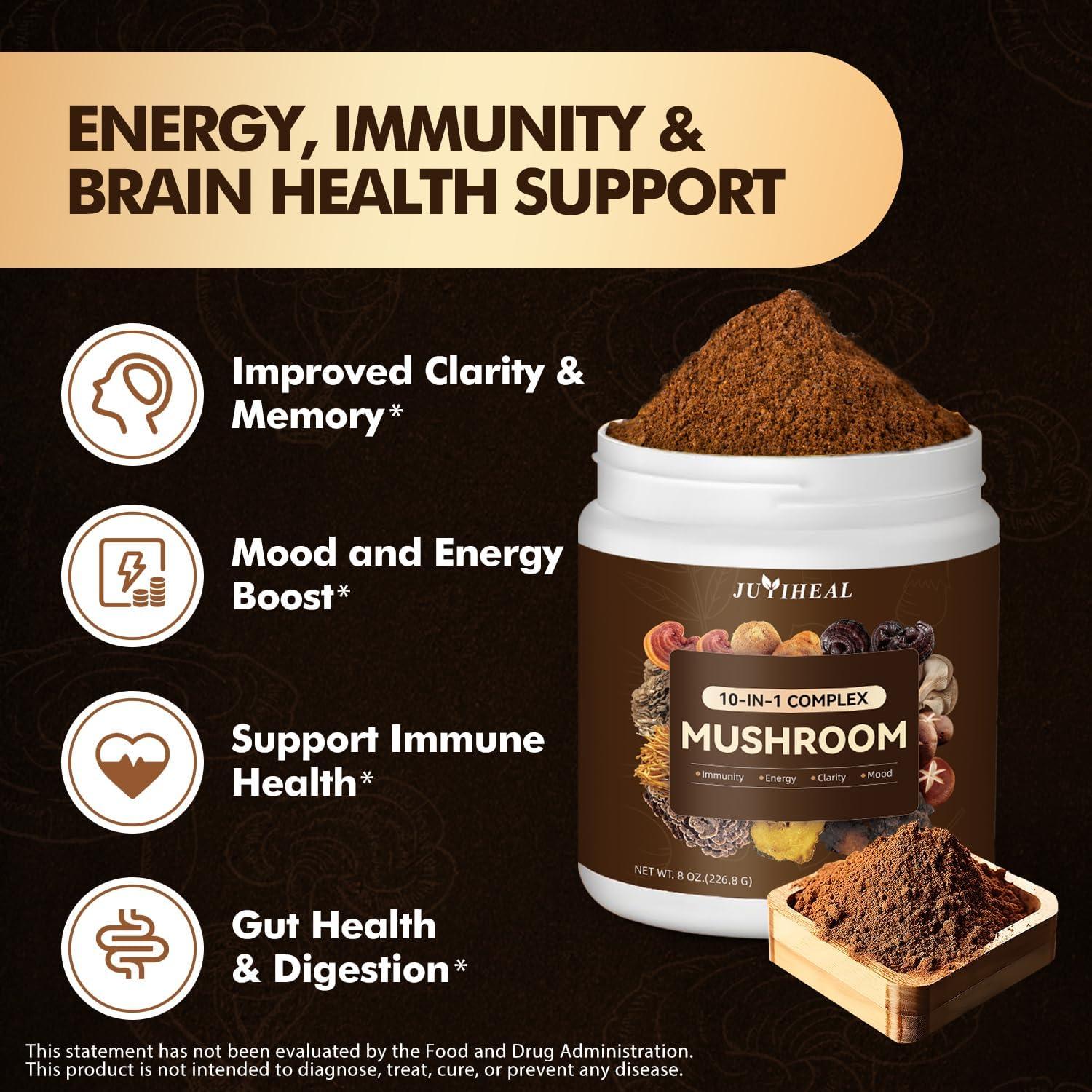 Polvo de Champiñón 10 en 1 JUYIHEAL 227g - Energía y Memoria