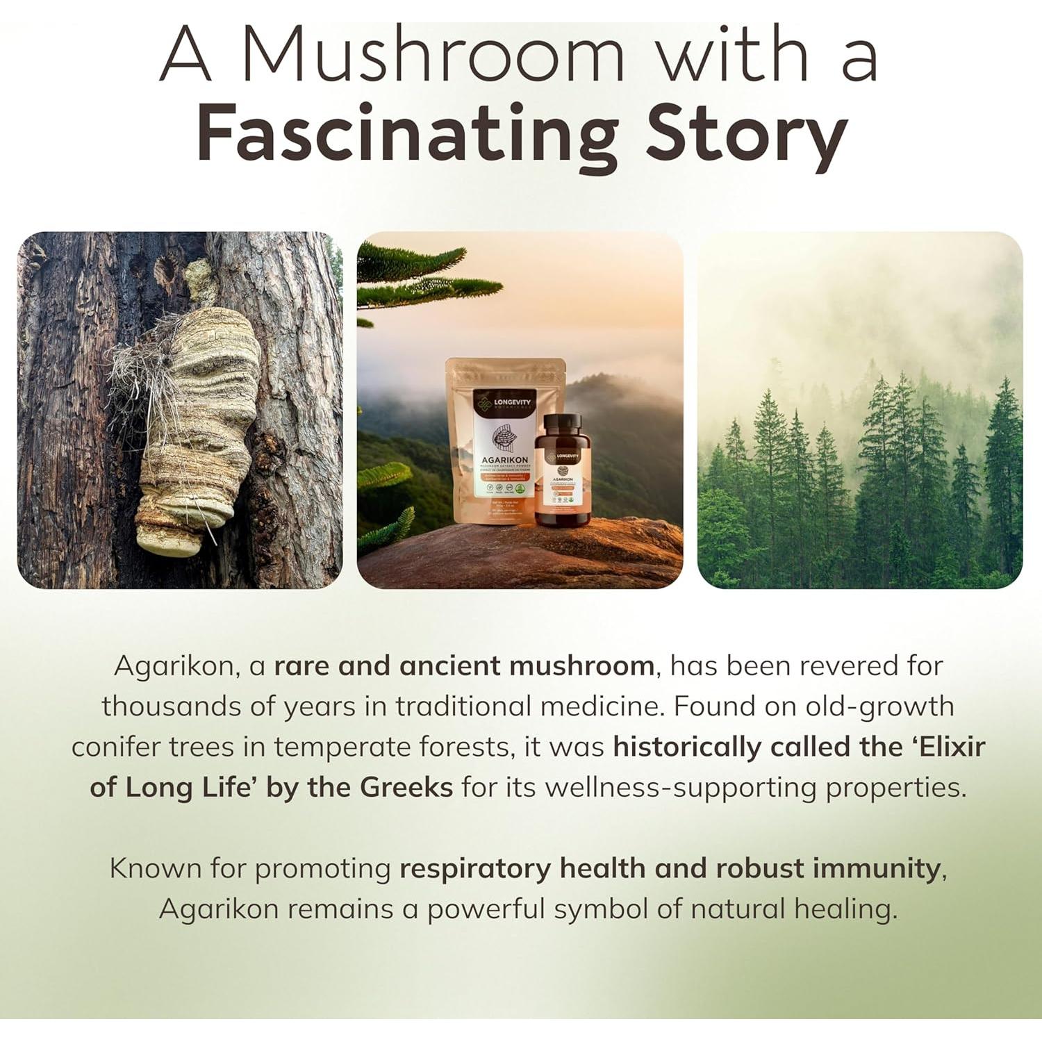 Cápsulas de Hongo Agarikon Longevity Botanicals 120 Unidades