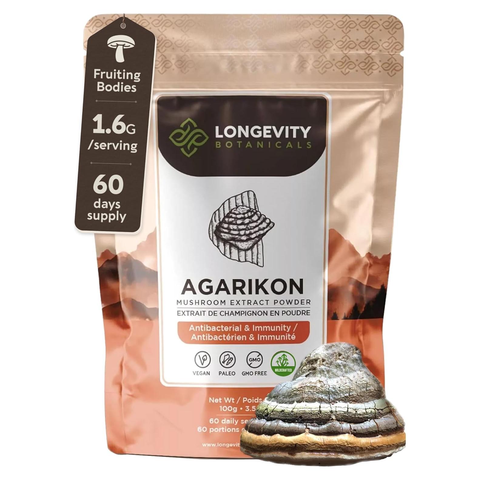 Suplemento en polvo Agarikon 100g Longevity Botanicals 10:1