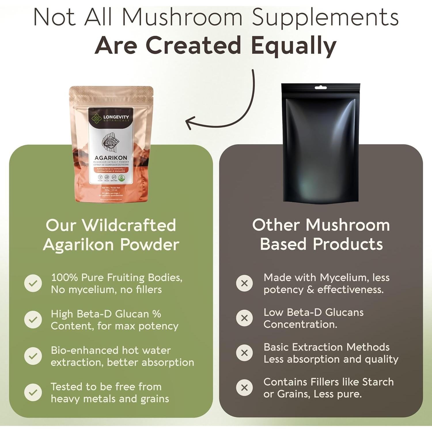 Suplemento en polvo Agarikon 100g Longevity Botanicals 10:1