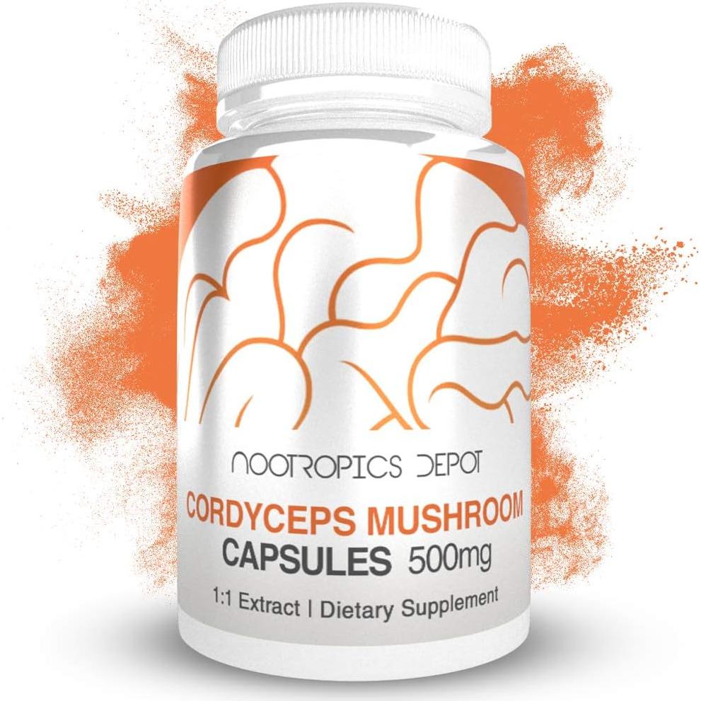 Cápsulas de Hongo Cordyceps Nootropics Depot 500mg 180 Unidades