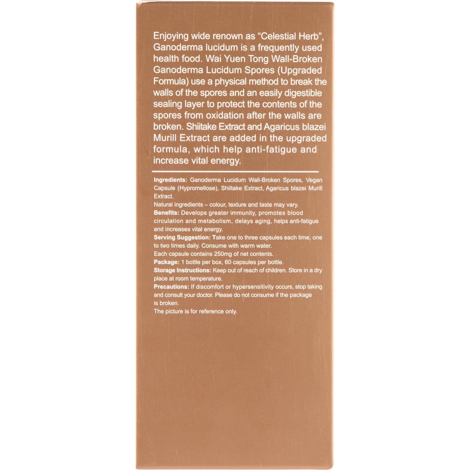 Cápsulas de Esporas de Reishi Wai Yuen Tong - 90 Unidades