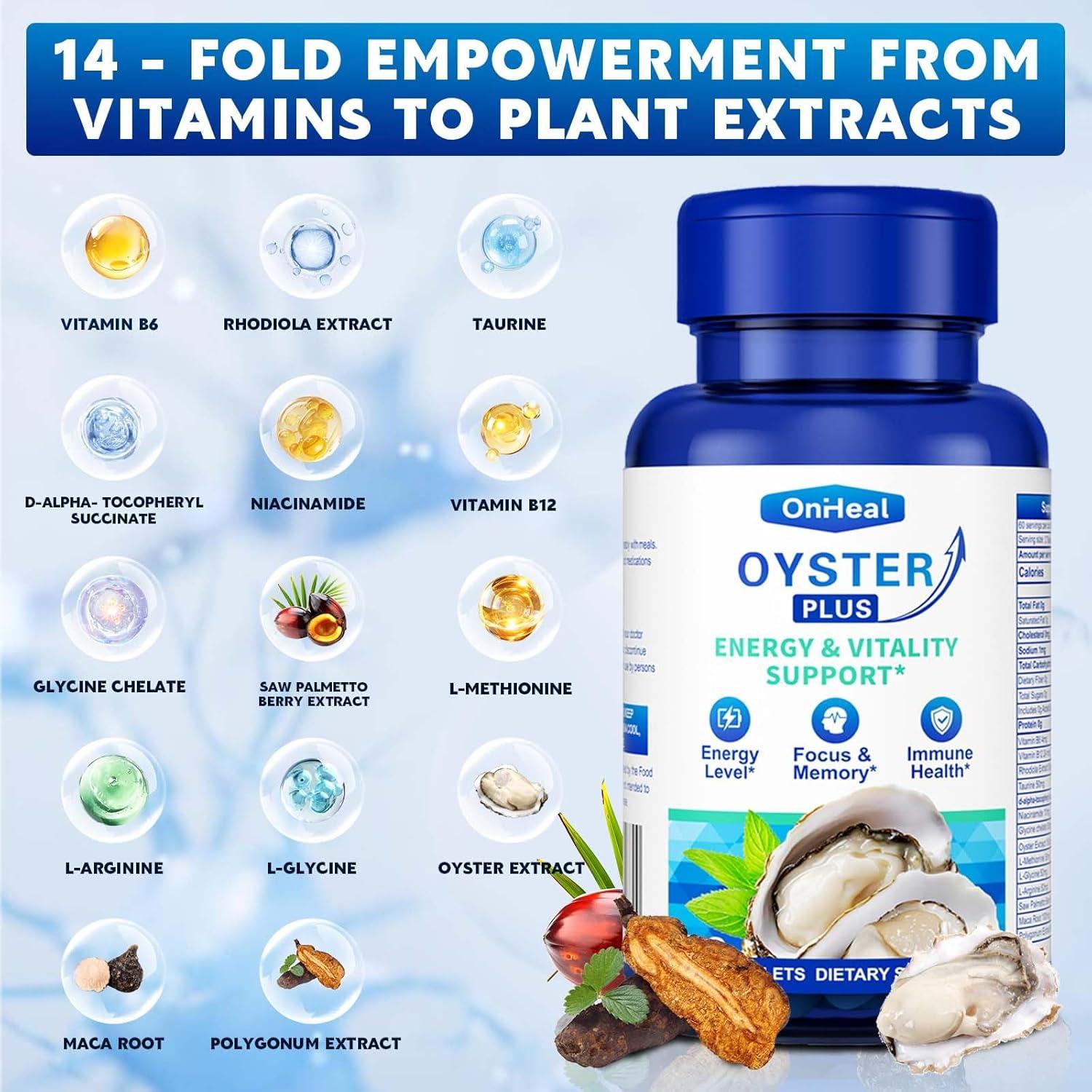 Suplemento de Ostra OnHeal 500mg - 60 Tabletas Naturales