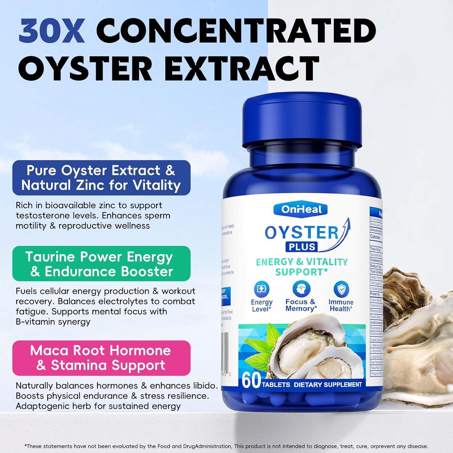 Suplemento de Ostra OnHeal 500mg - 60 Tabletas Naturales