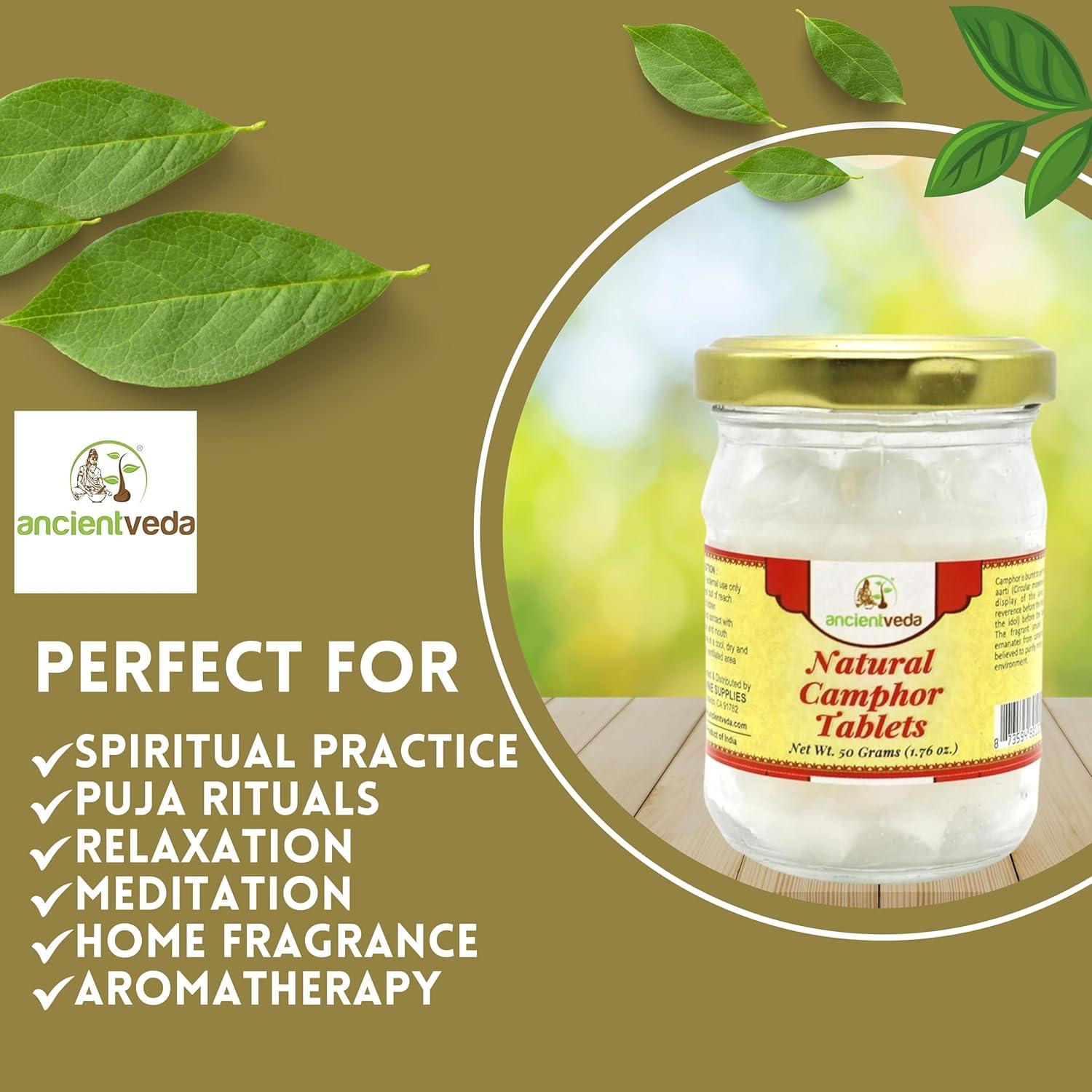 Tabletas de Alcanfor Natural Ancient Veda 100g - Aromaterapia