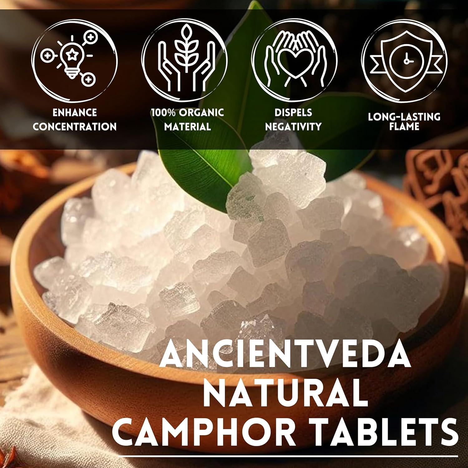 Tabletas de Alcanfor Natural Ancient Veda 100g - Aromaterapia