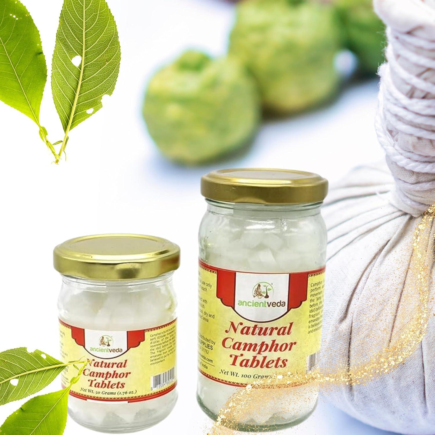 Tabletas de Alcanfor Natural Ancient Veda 100g - Aromaterapia