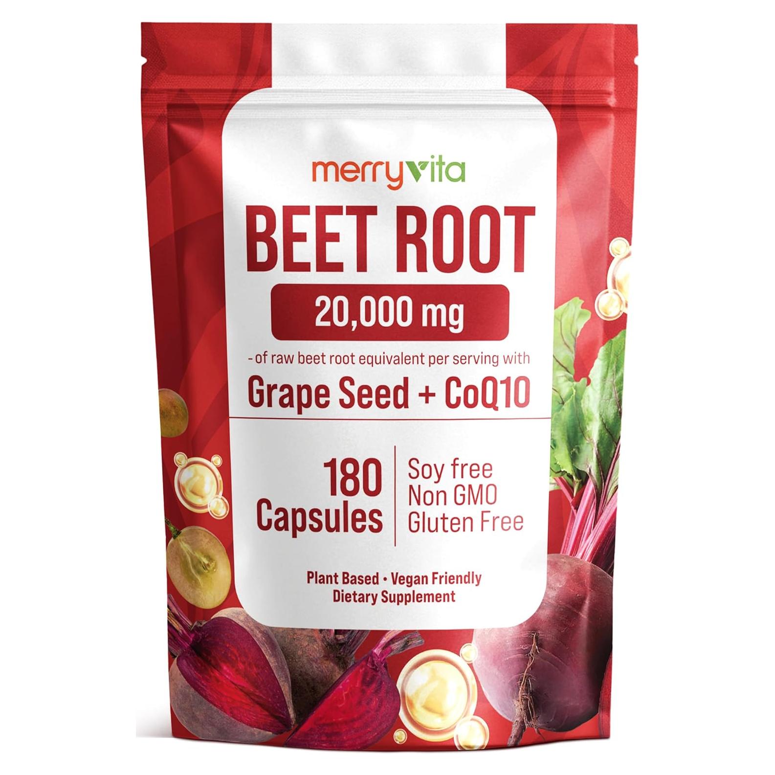 Cápsulas de remolacha orgánica MERRY VITA 180 unidades - CoQ10