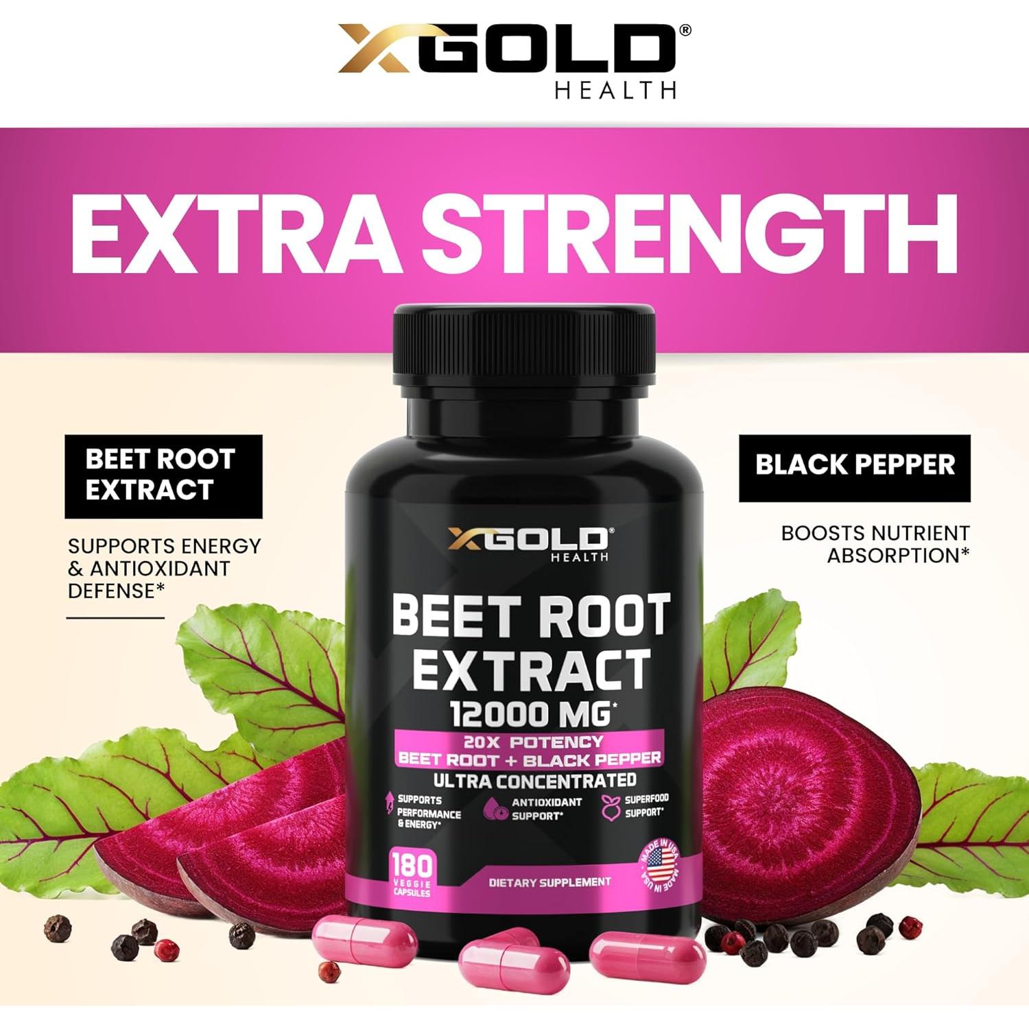 Extracto de Remolacha 12000mg X Gold Health - 180 Cápsulas