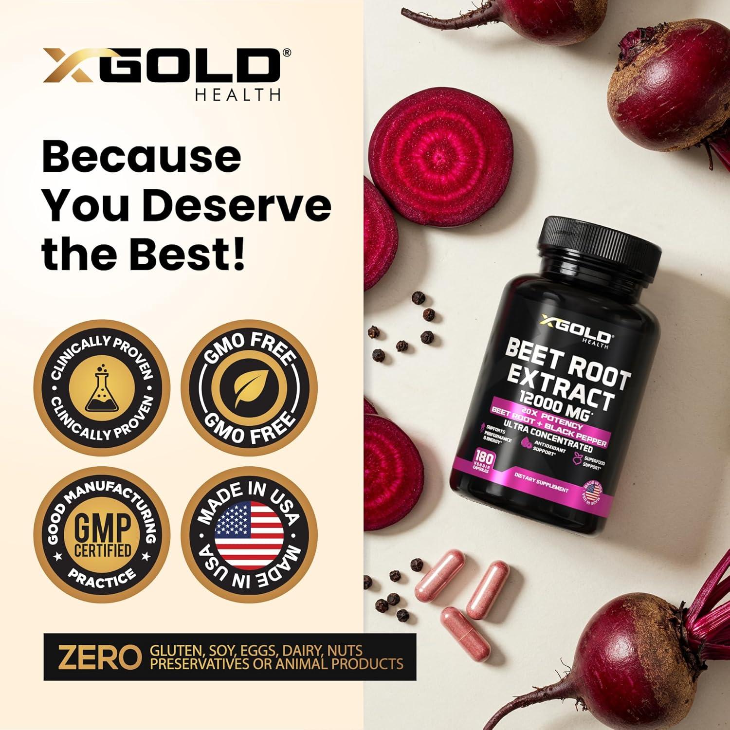 Extracto de Remolacha 12000mg X Gold Health - 180 Cápsulas