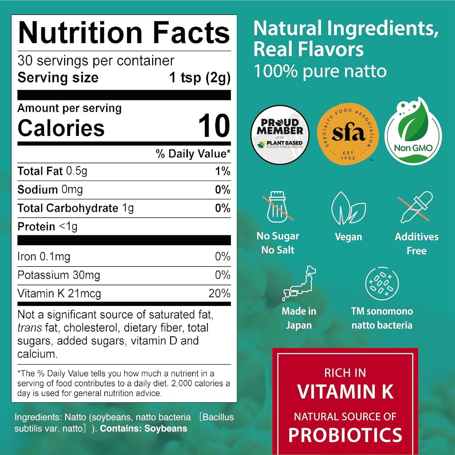 Polvo de Natto Suave Sonomono 60g - Superalimento Japonés Vegano