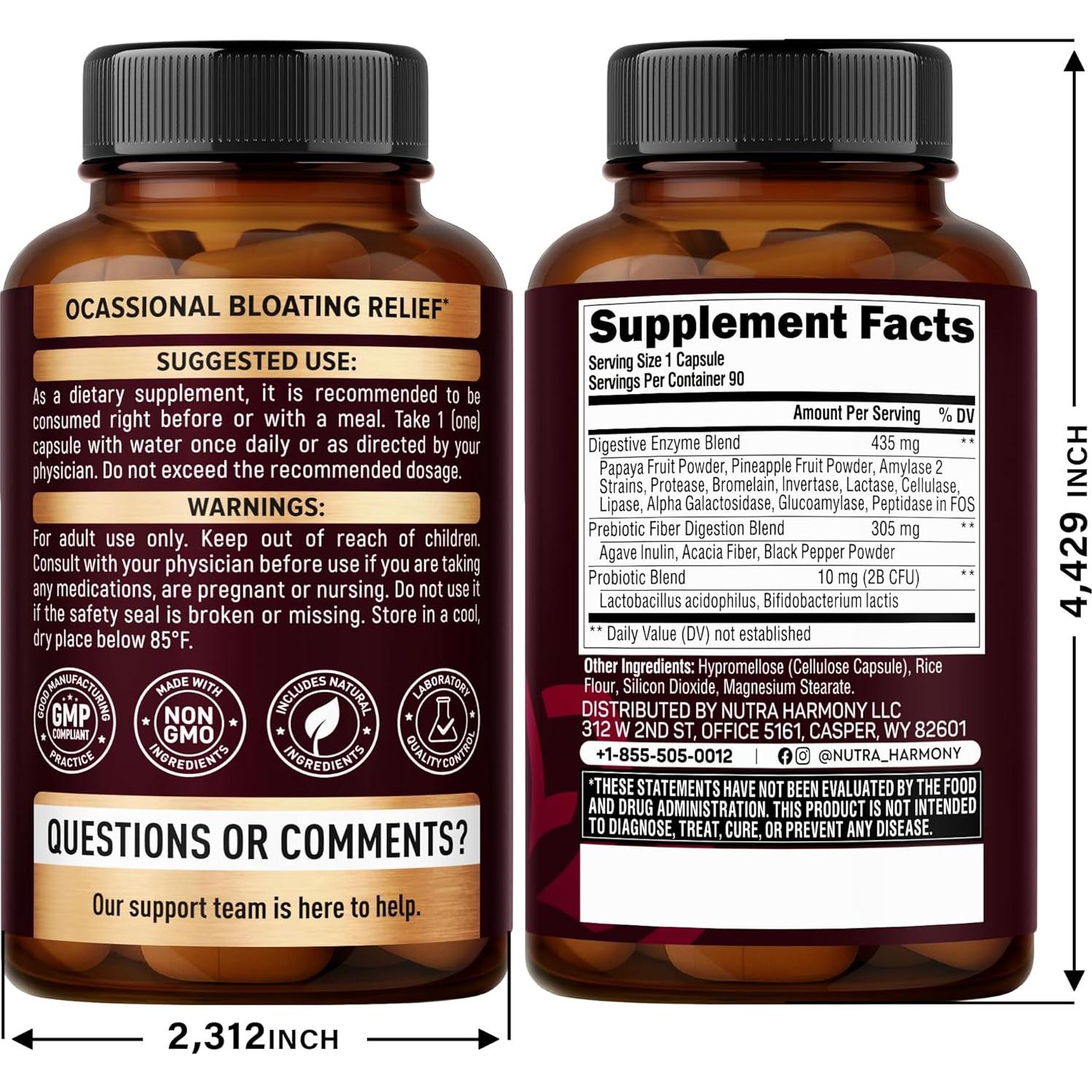 Enzimas Digestivas Veganas Nutra Harmony - 90 Cápsulas