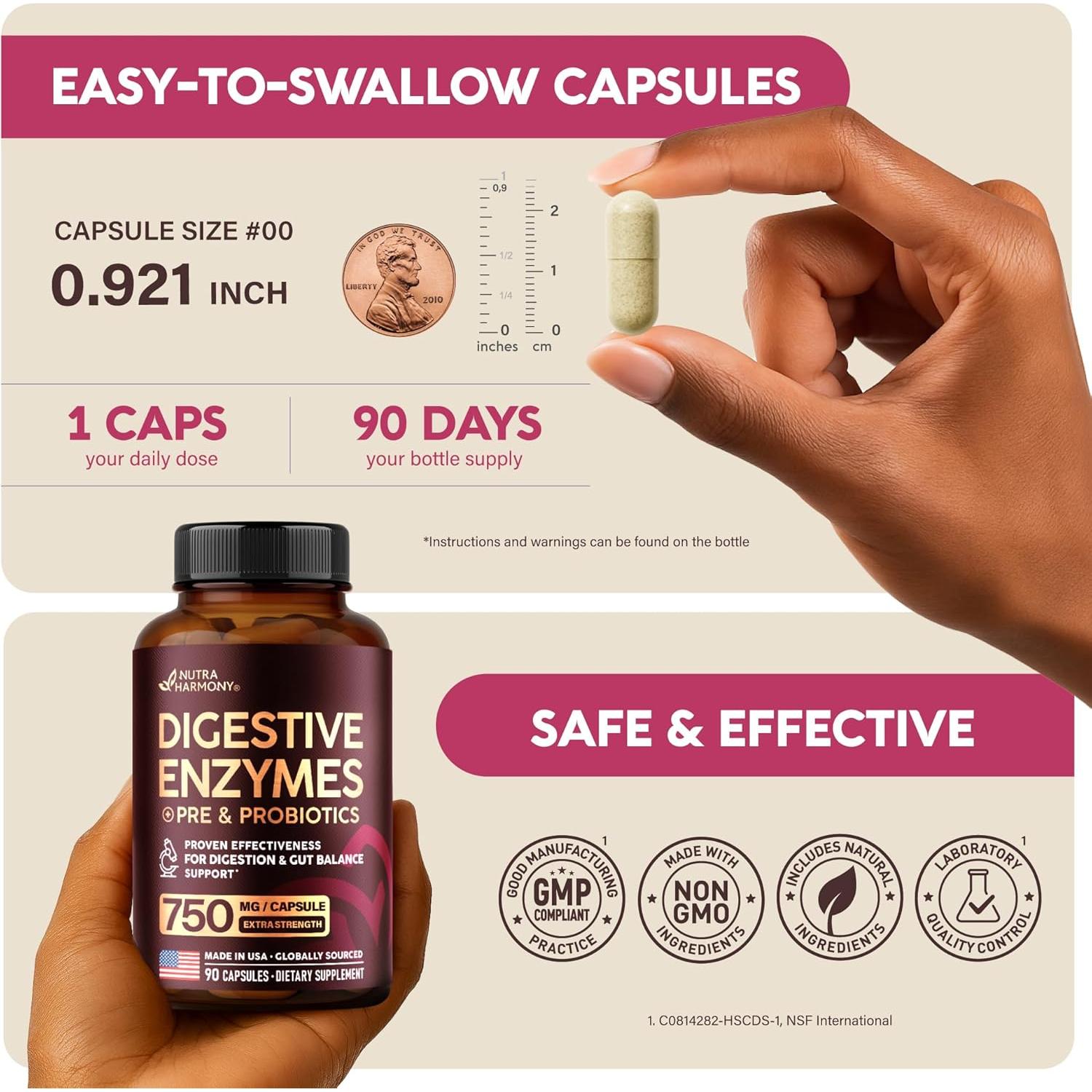 Enzimas Digestivas Veganas Nutra Harmony - 90 Cápsulas