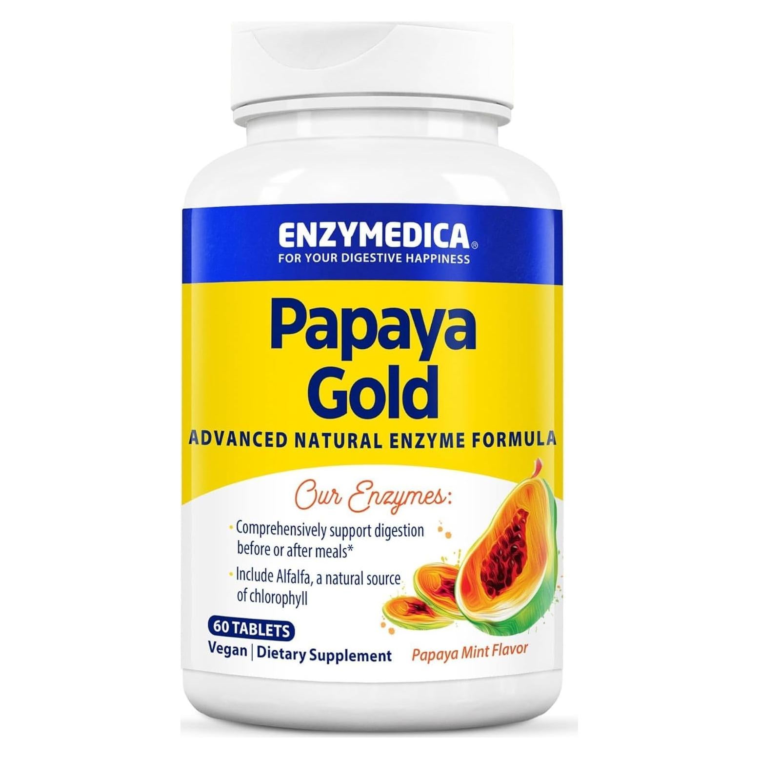 Enzymedica Papaya Gold 60 Tabletas Masticables Veganas