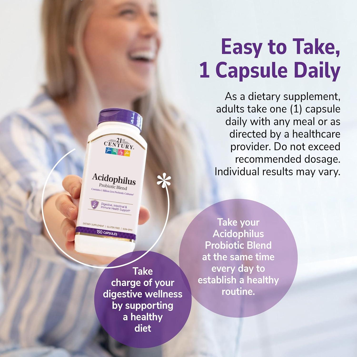 Suplemento Probiotico 21st Century Acidophilus 300 Cápsulas