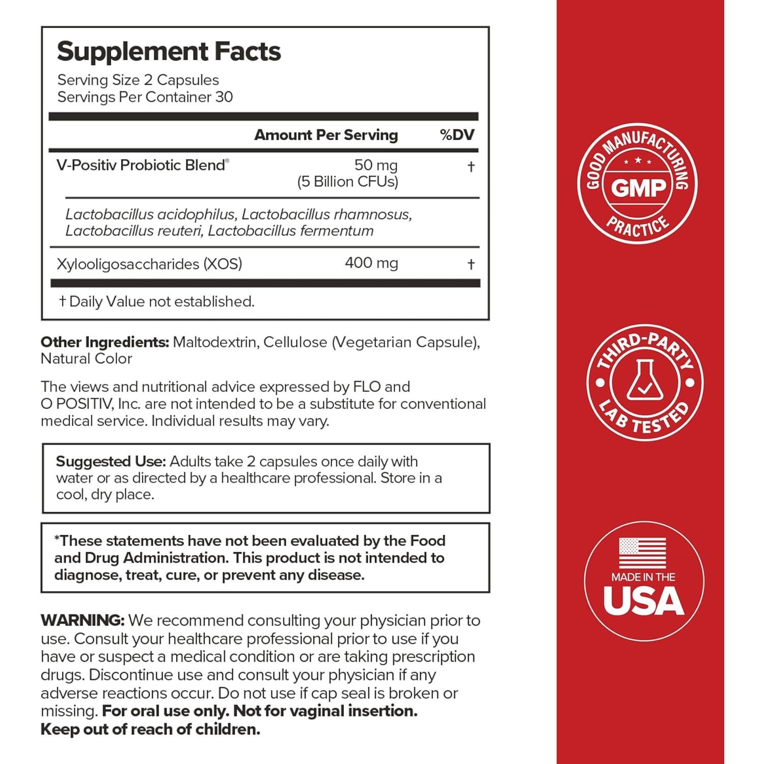 O Positiv Probioticos Vaginales 60 Cápsulas - Salud y pH