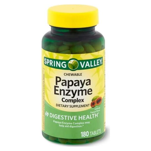Complejo de Enzimas de Papaya Spring Valley - 180 Tabletas Masticables